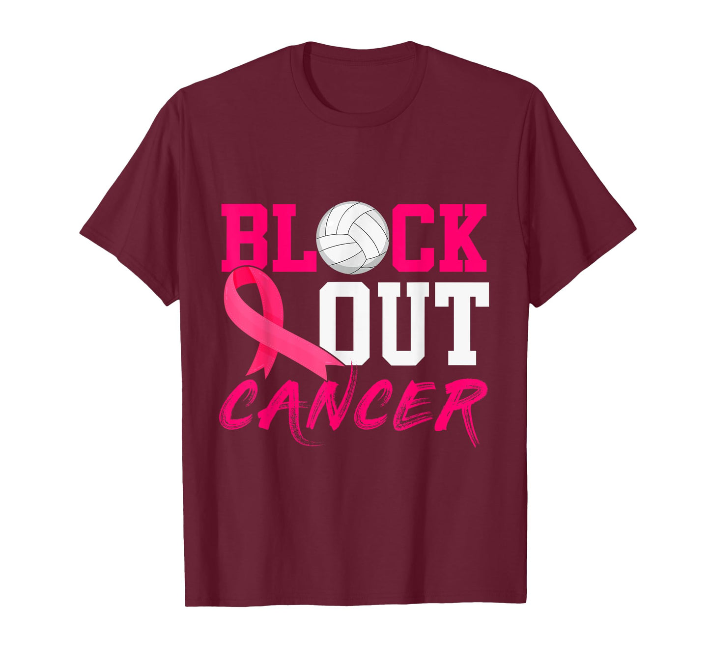 Volleyball Breast Cancer Awareness Block Out Cancer T-Shirt