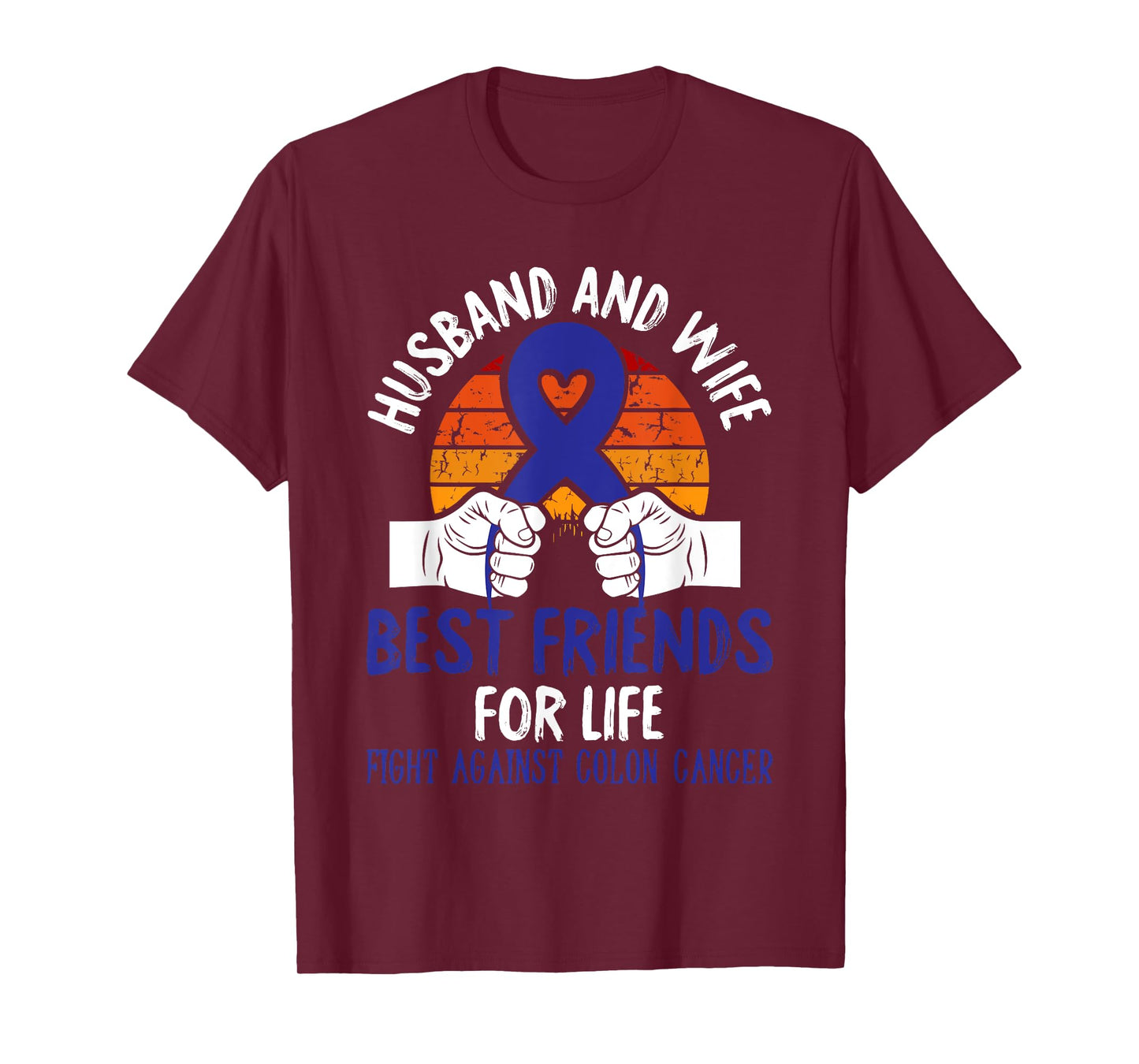 Husband And Wife Colon Cancer Awareness Fight Retro Gifts T-Shirt
