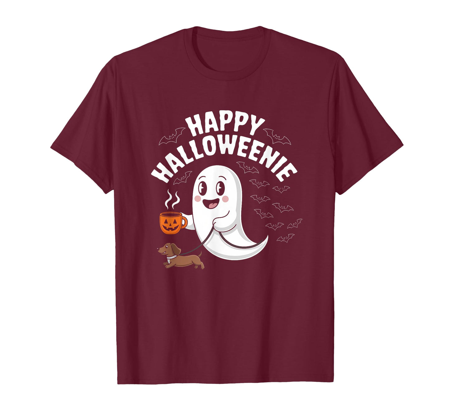 Ghost Dachshund Halloween Spooky Season Weenie Dog Vintage T-Shirt