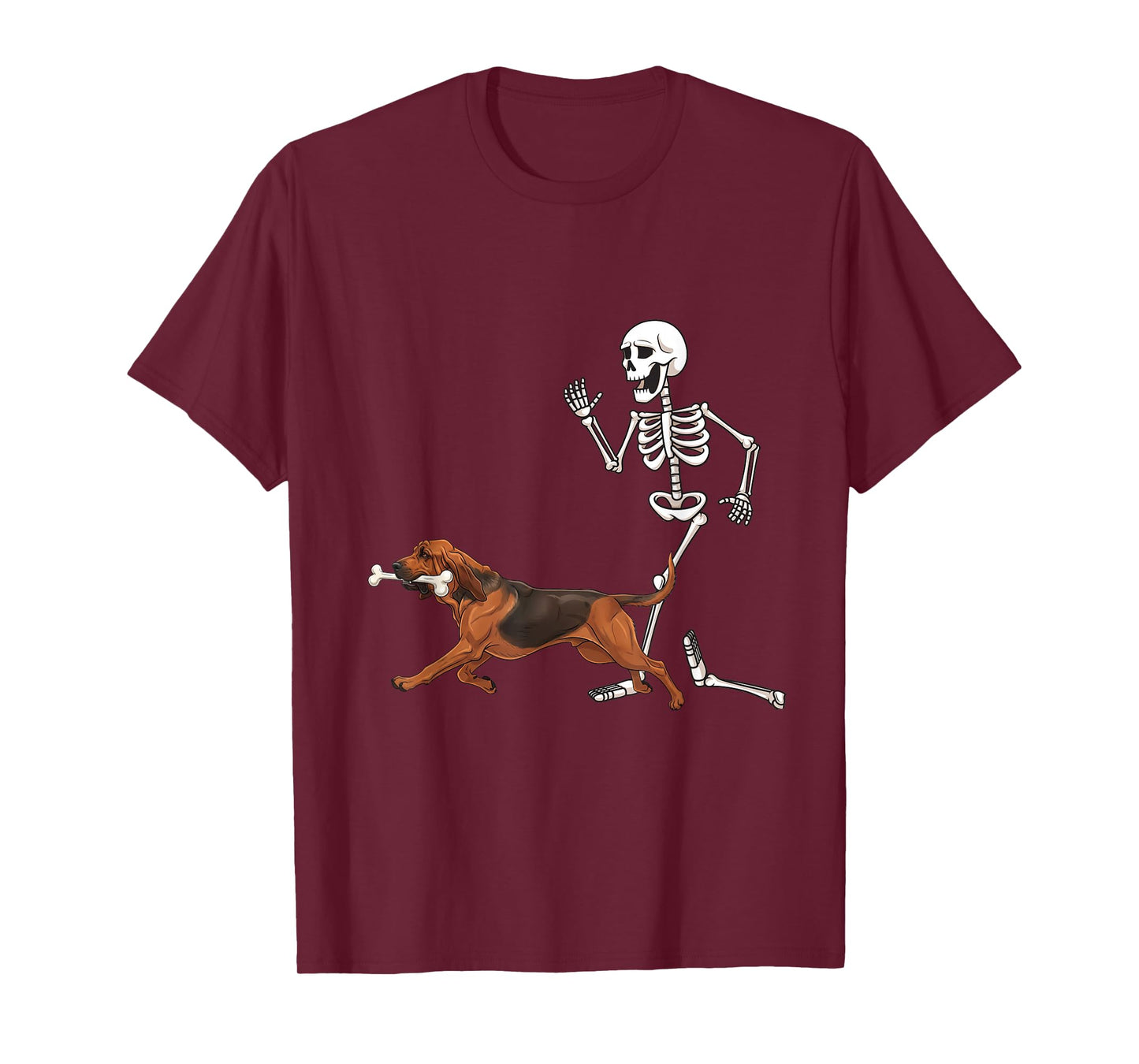 Funny Halloween Bloodhound and Skeleton T-Shirt
