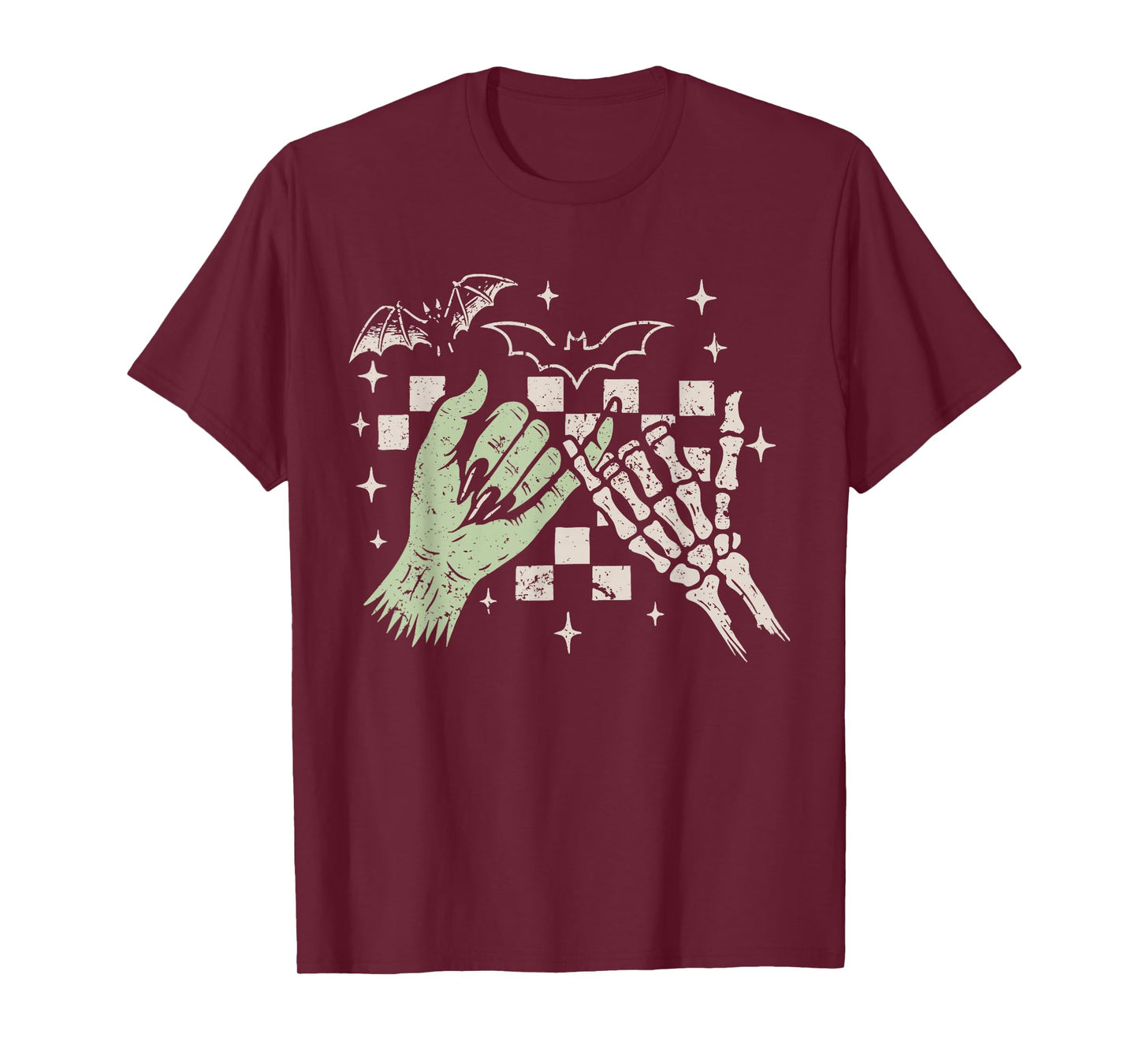 Retro Halloween Funny Monster Skeleton Spooky Friendship T-Shirt