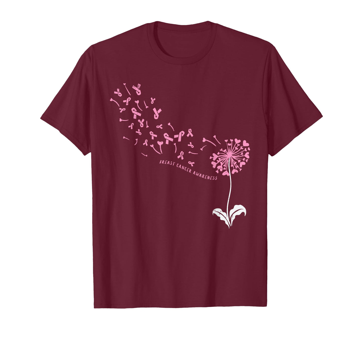 Dandelion Breast Cancer Awareness Pink Ribbon Support Gift T-Shirt
