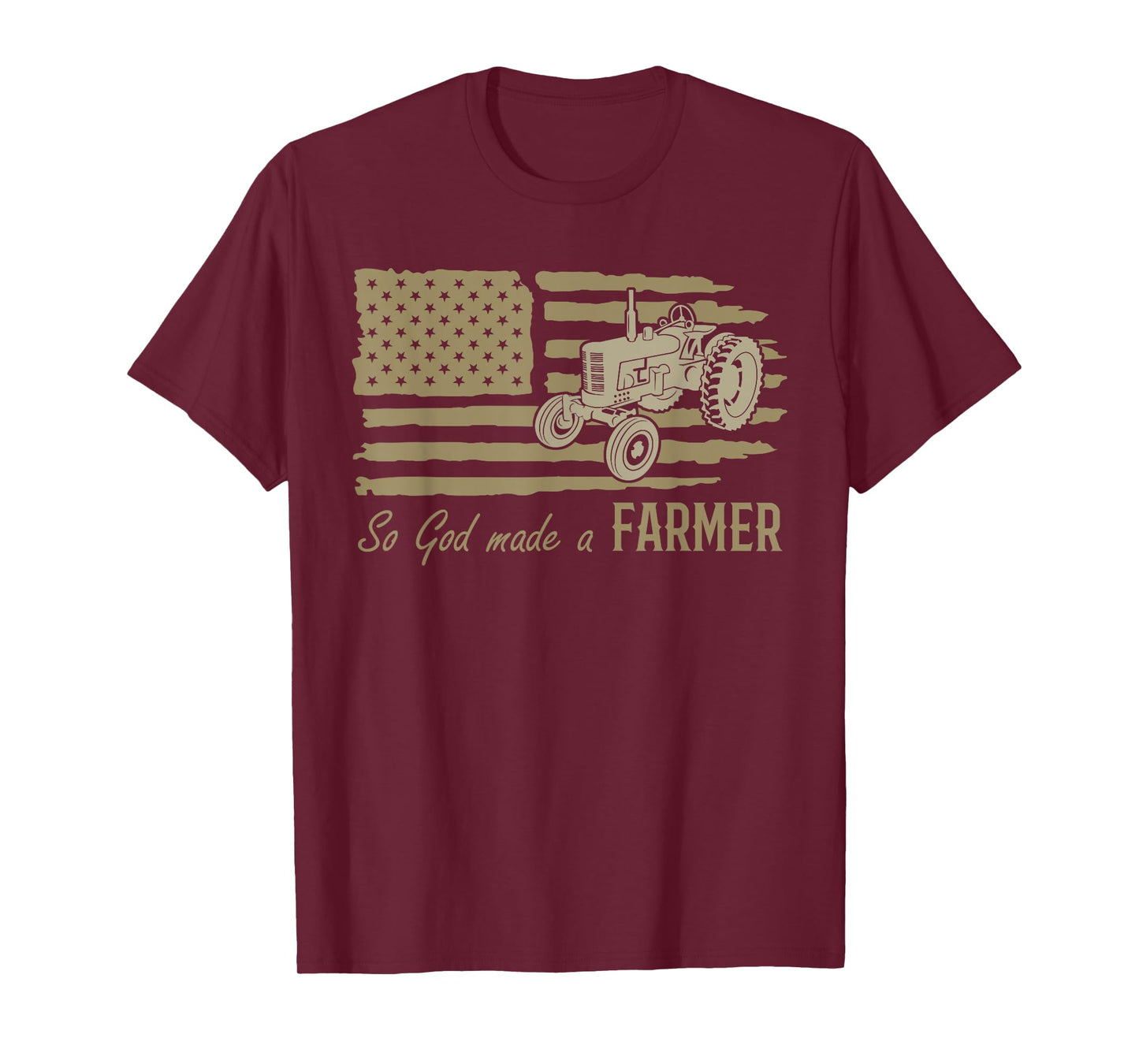 USA Patriotic American Flag Tractor So God Made A Farmer T-Shirt