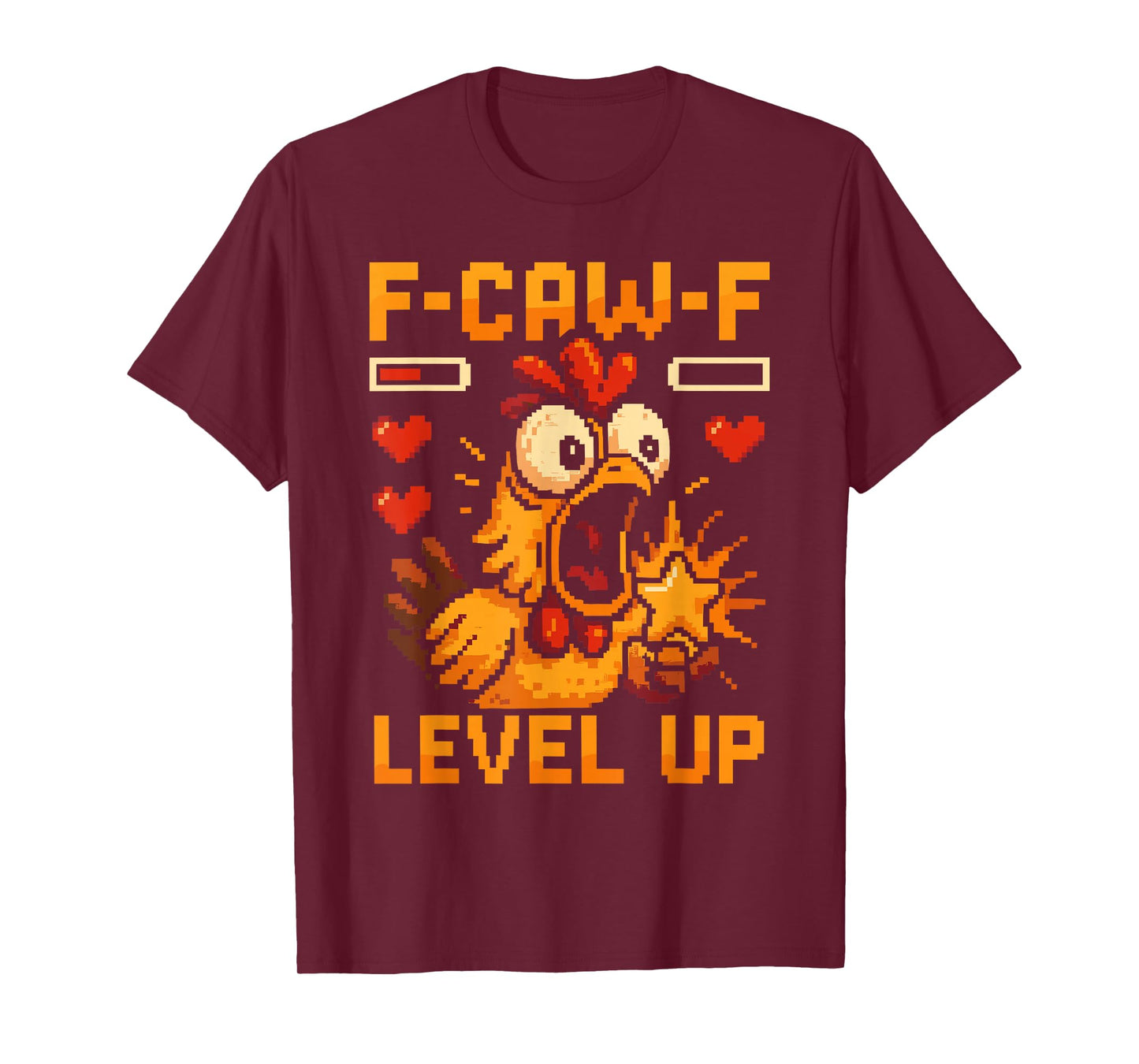 F-Caw-F Funny Chicken Pixel Art Retro Gaming F Caw F Meme T-Shirt