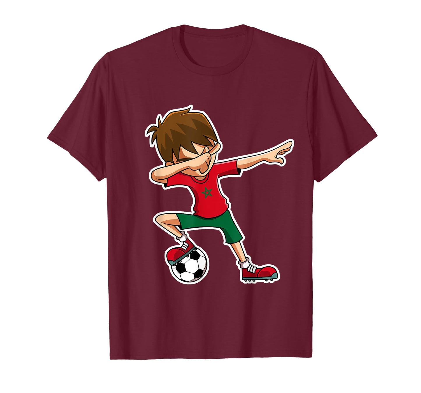 Dabbing Soccer Boy Morocco Shirt, Moroccan Flag Jersey T-Shirt