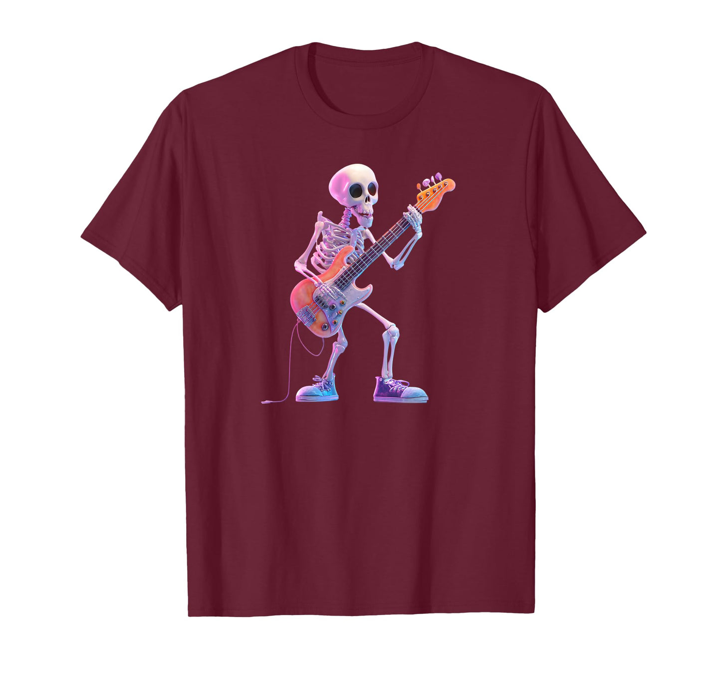 Rocking Skeleton Bass Player 3D Cartoon Fun T-Shirt