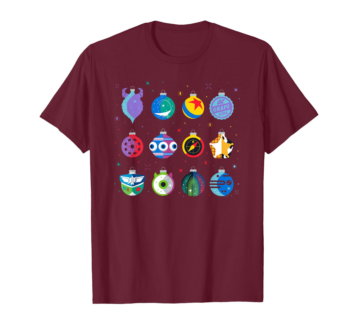 Disney and Pixar Christmas 12 Holiday Character Ornaments T-Shirt