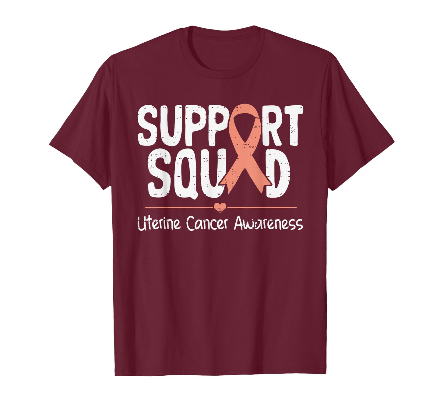 Support Uterine Cancer Awareness Ribbon Peach Men Women Kids T-Shirt