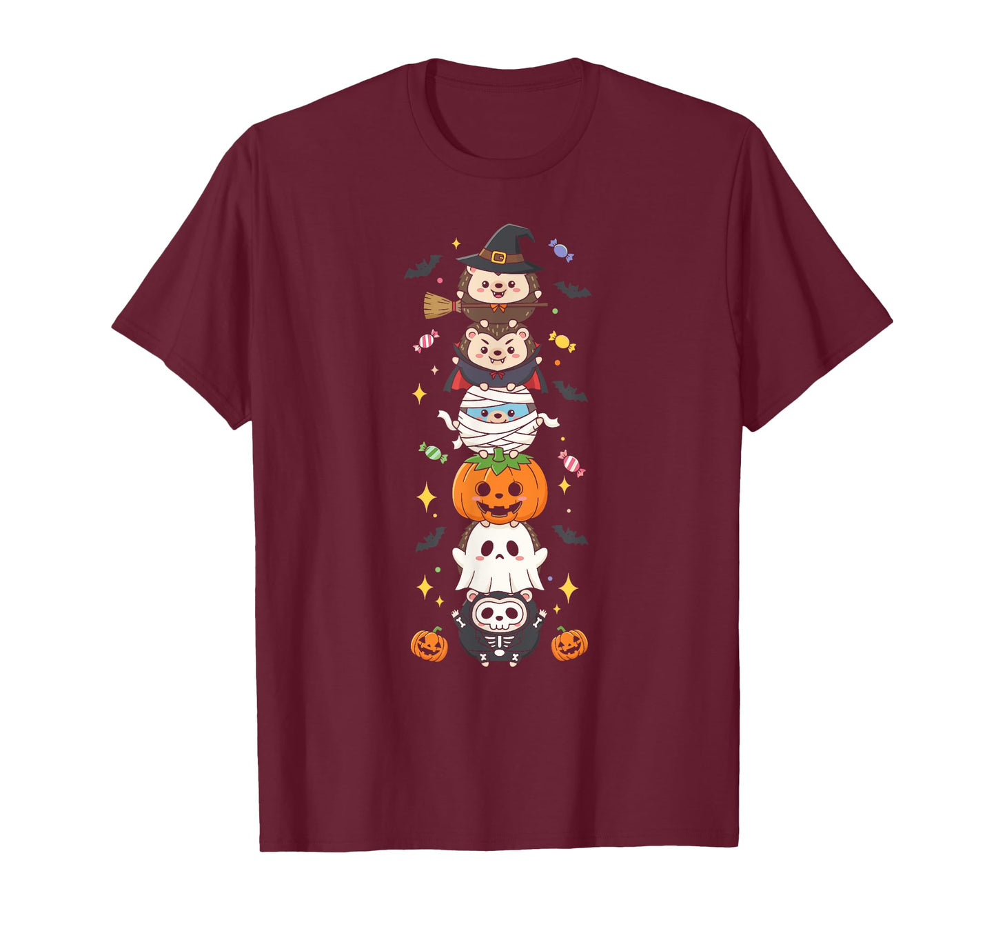 Hedgehog Witch Vampire Ghost Halloween Kids Mens Womens T-Shirt