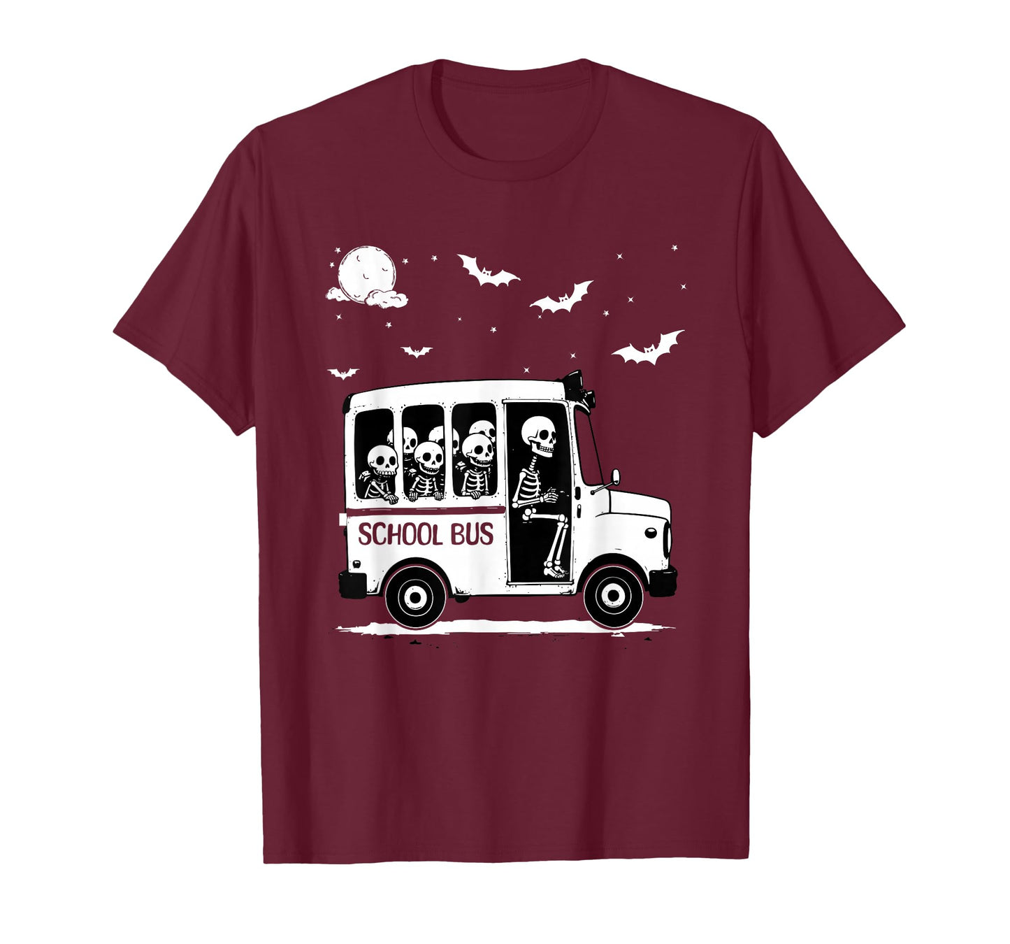 Funny School Bus Skeleton for Halloween Spooky Season, T-Shirt
