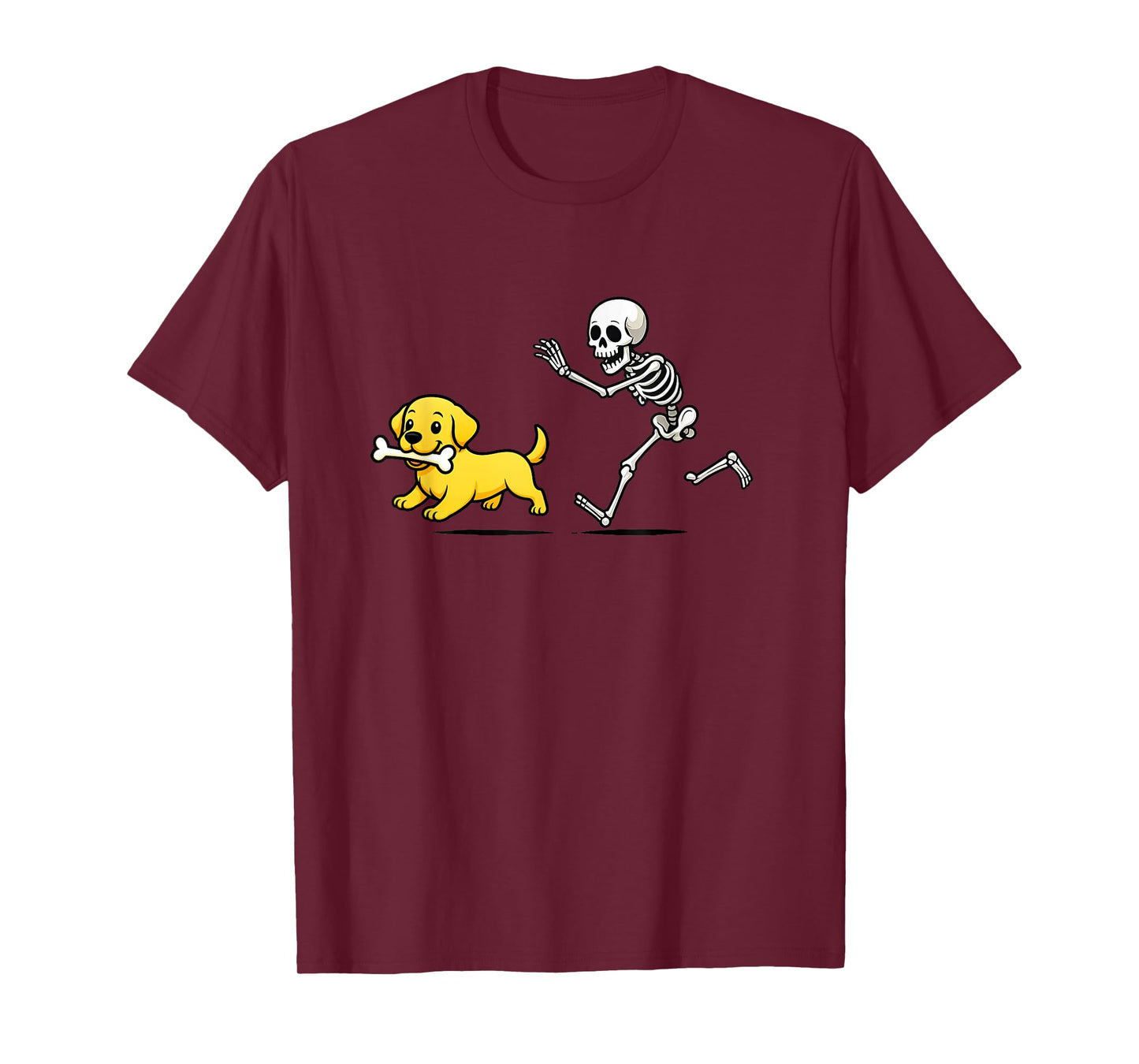 Funny Skeleton Chasing Retriever Halloween Dog Mom Pet Lover T-Shirt