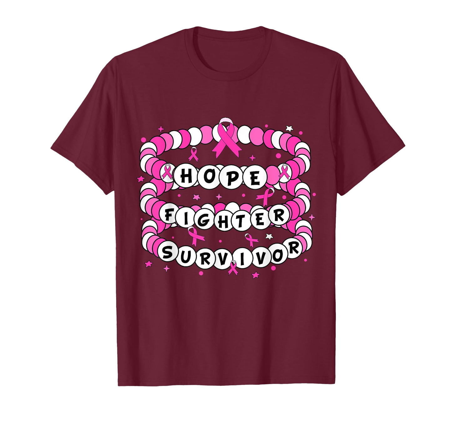 Hope Fighter Survivor Pink Breast Cancer Friendship Bracelet T-Shirt