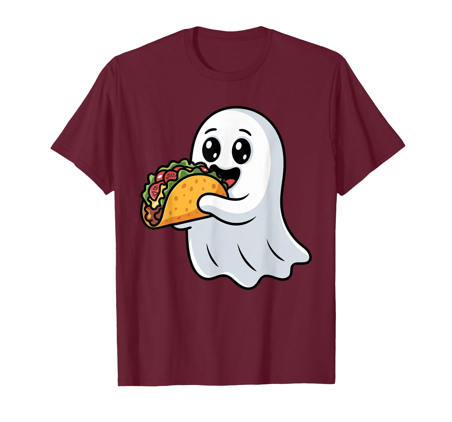 Boo Ghost Eating Tacos Funny Creepy Halloween Trick or Treat T-Shirt