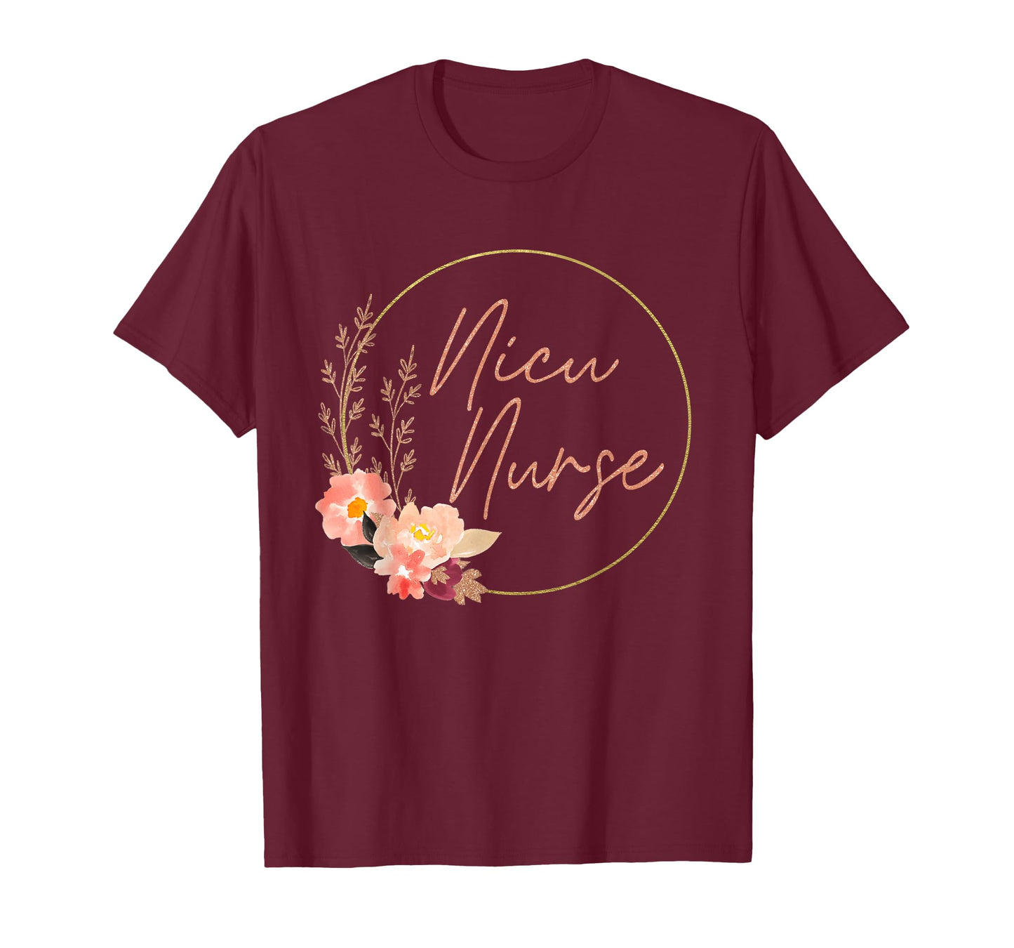 Women NICU Nurse ICU Neonatal Floral Flower Team Tiny Humans T-Shirt