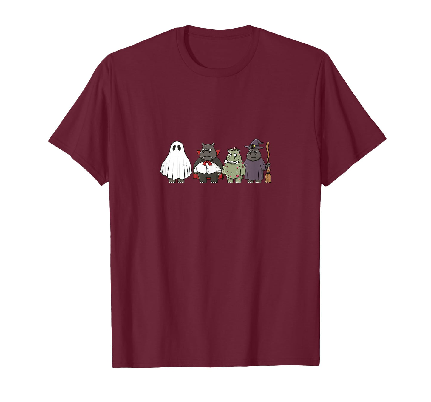 Funny Hippo Ghost Witch Zombie Halloween T-Shirt