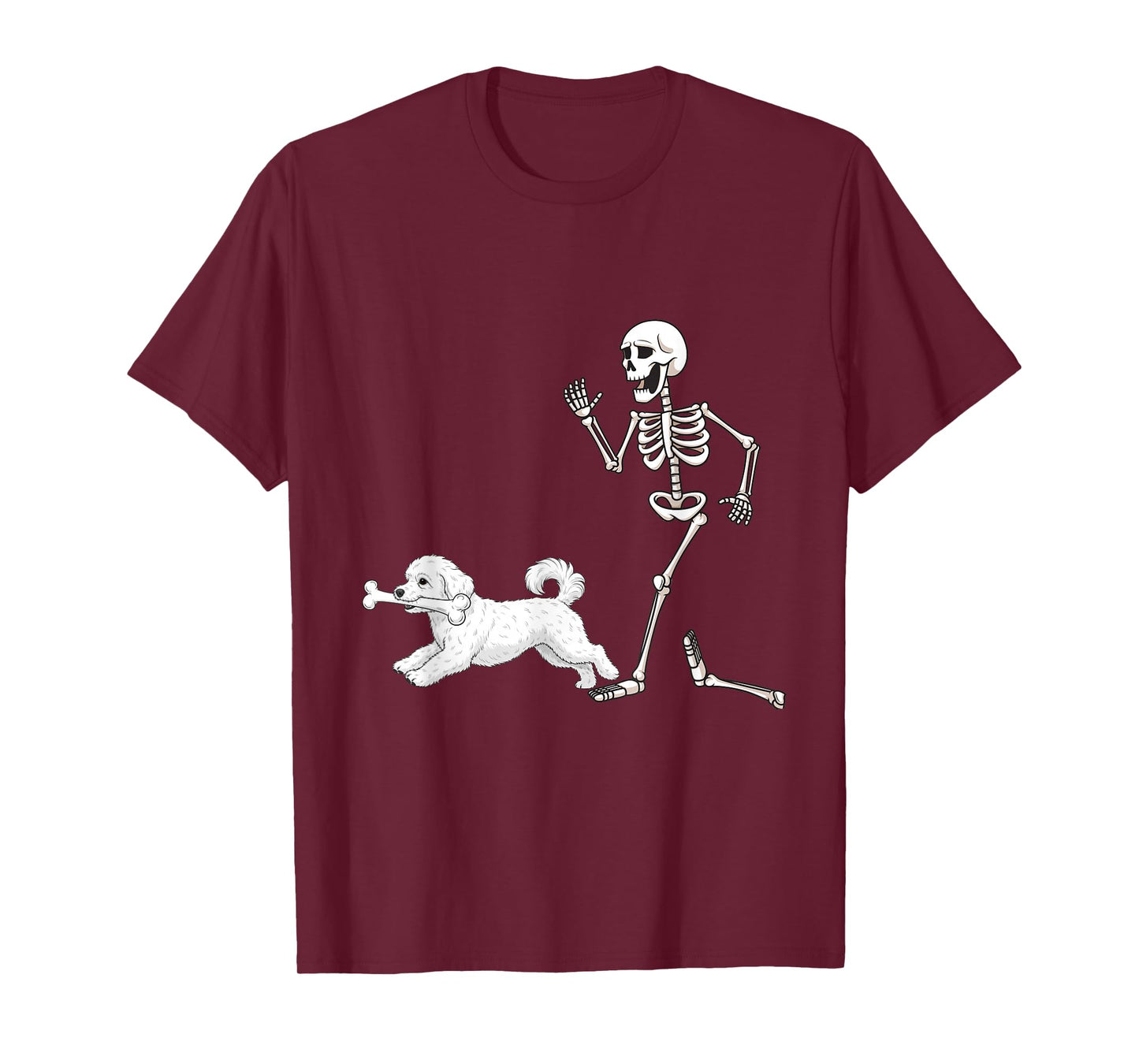 Funny Halloween Coton de Tulear and Skeleton T-Shirt