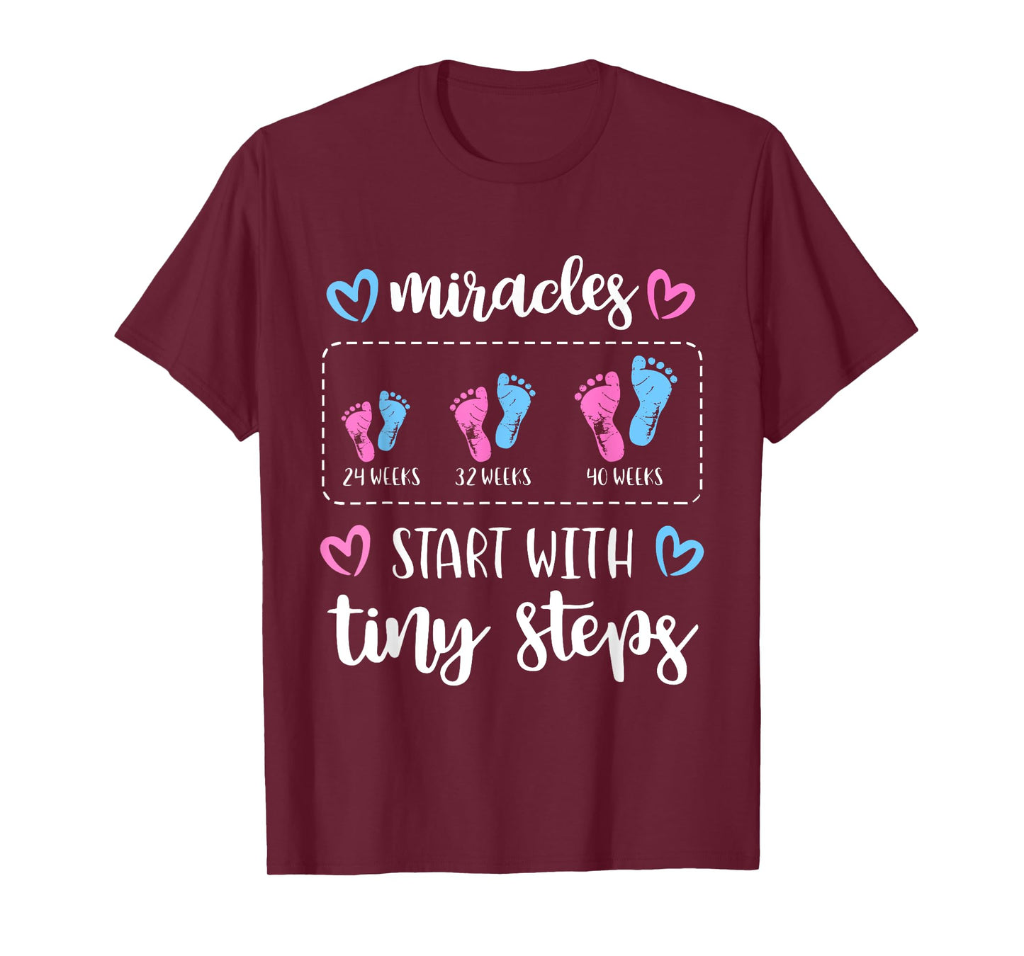 Miracles Start With Tiny Steps Baby Feet Nurse T-Shirt