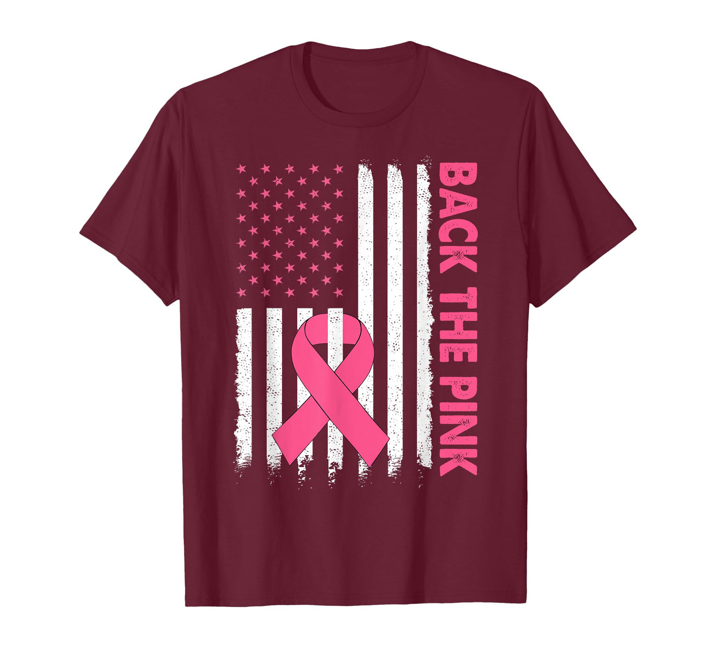 Back The Pink Breast Cancer Awareness USA Flag Women Men Kid T-Shirt