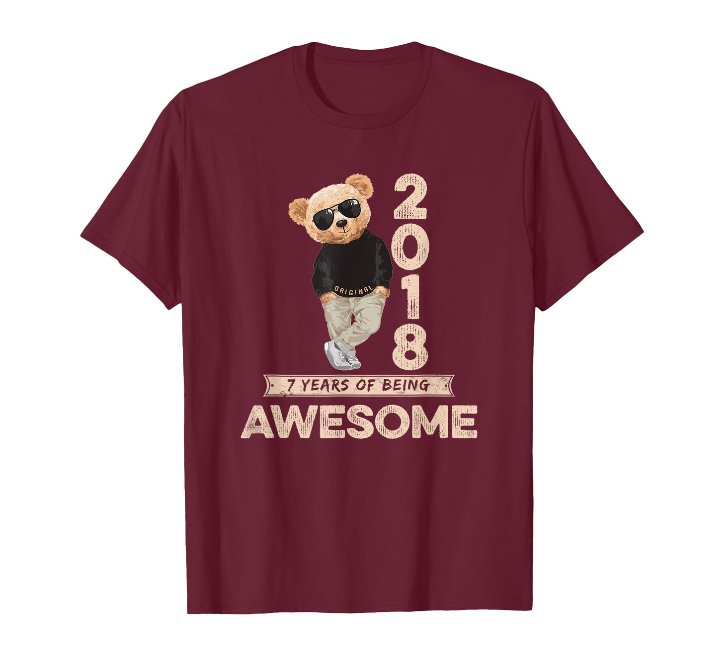 7th Birthday Boys Girls 2018 Original Awesome Teddy Bear T-Shirt