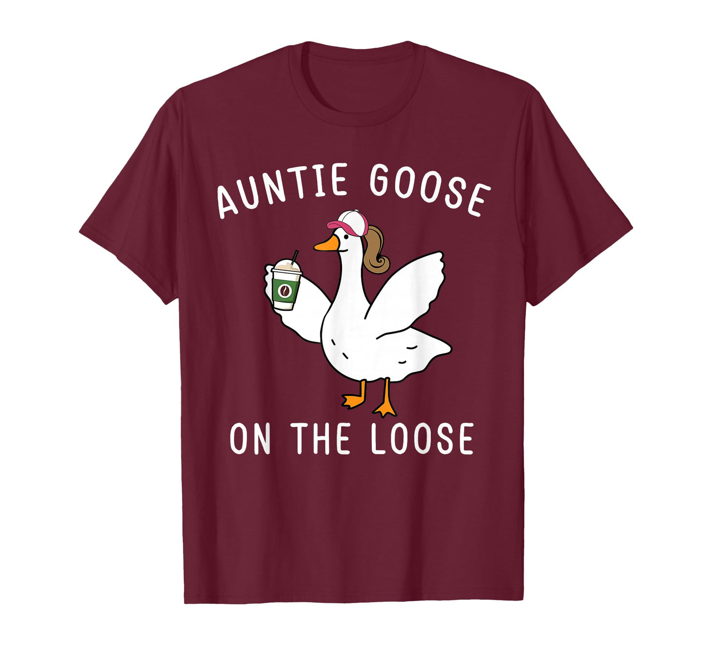 Funny Auntie Goose On The Loose Funny Farm Aunt T-Shirt - Unisex-Adults, Black, Small, Short Sleeve