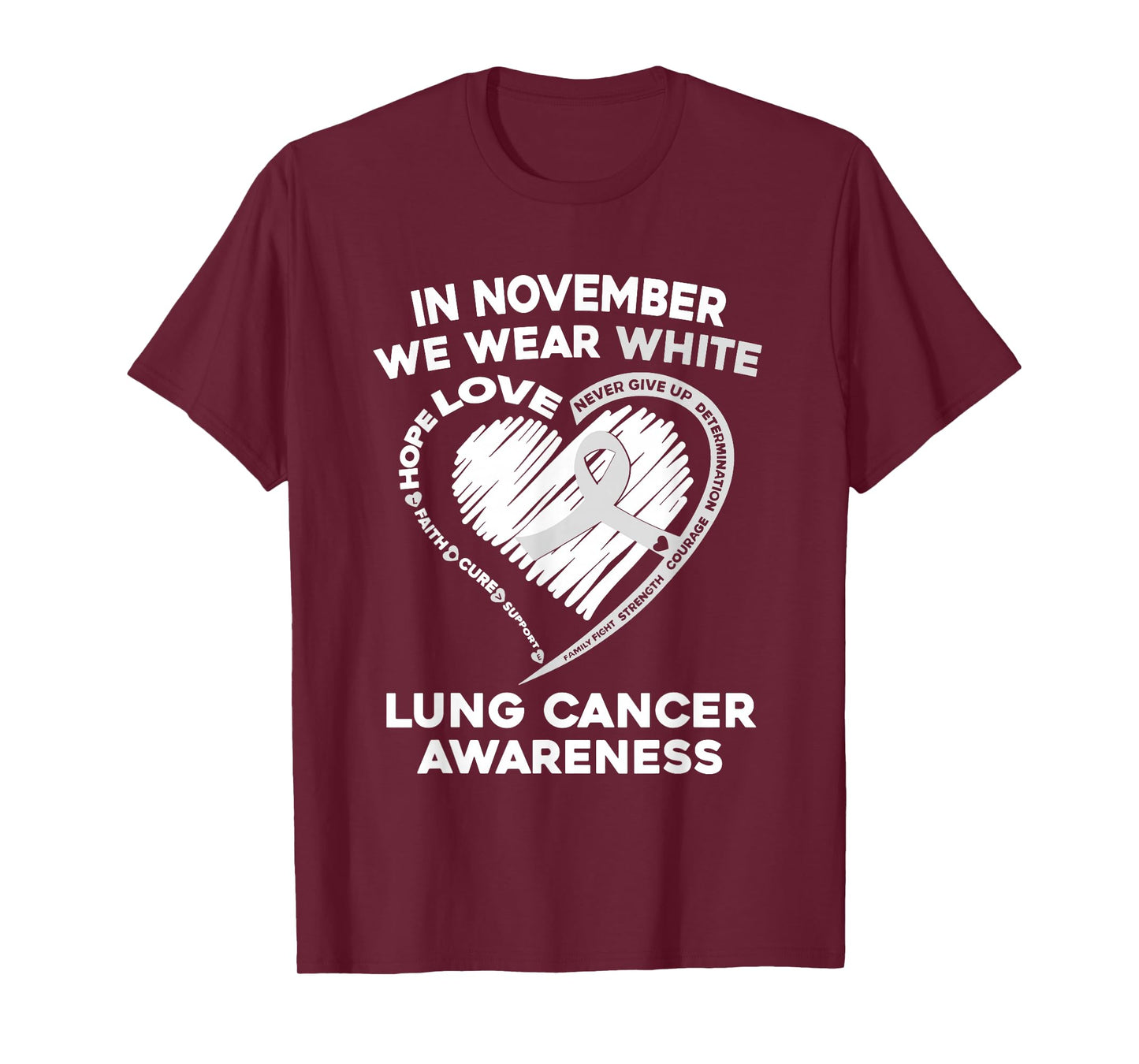 In November We Wear White Lung Cancer Awareness Support T-Shirt