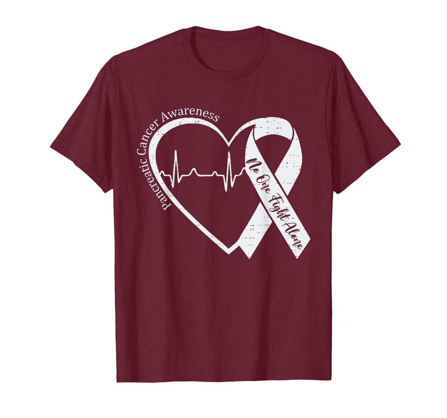 Pancreatic Cancer Awareness Heart Ribbon Purple Adult Kids T-Shirt
