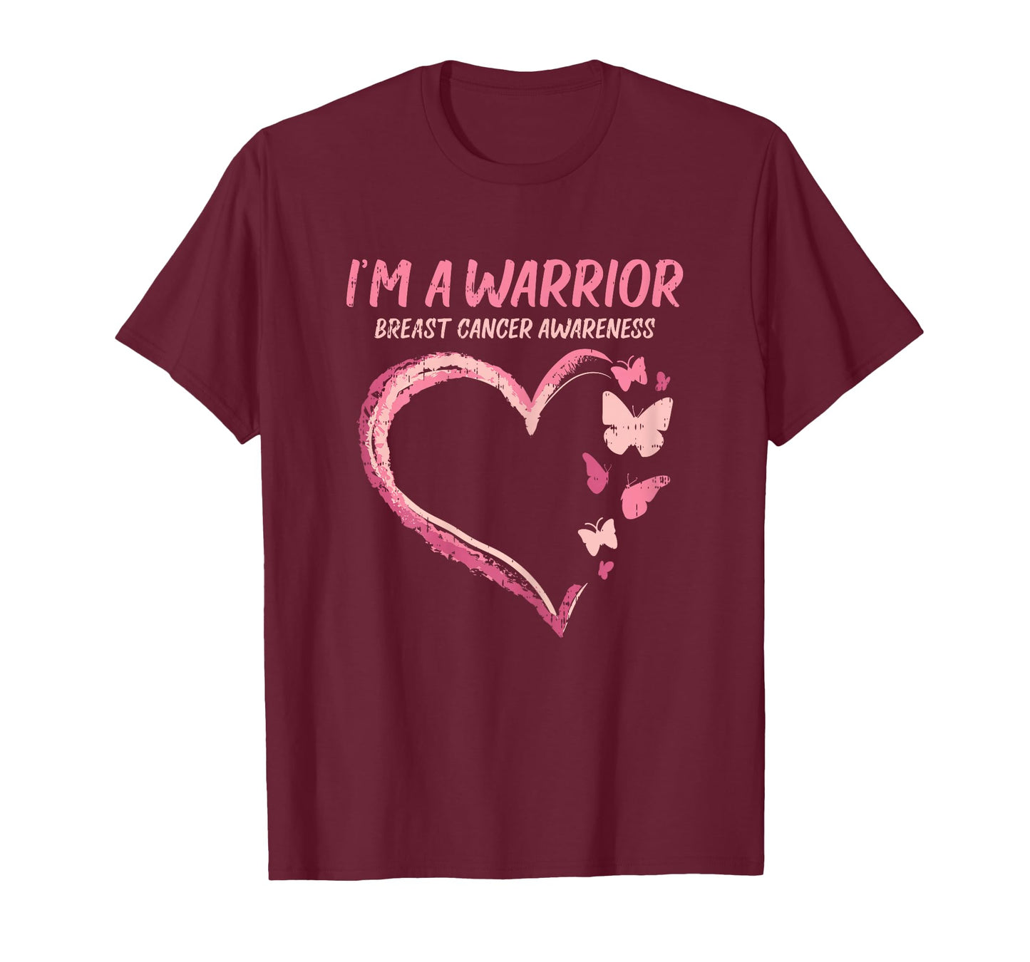 Warrior Heart Butterfly Breast Cancer Awareness Women Gift T-Shirt
