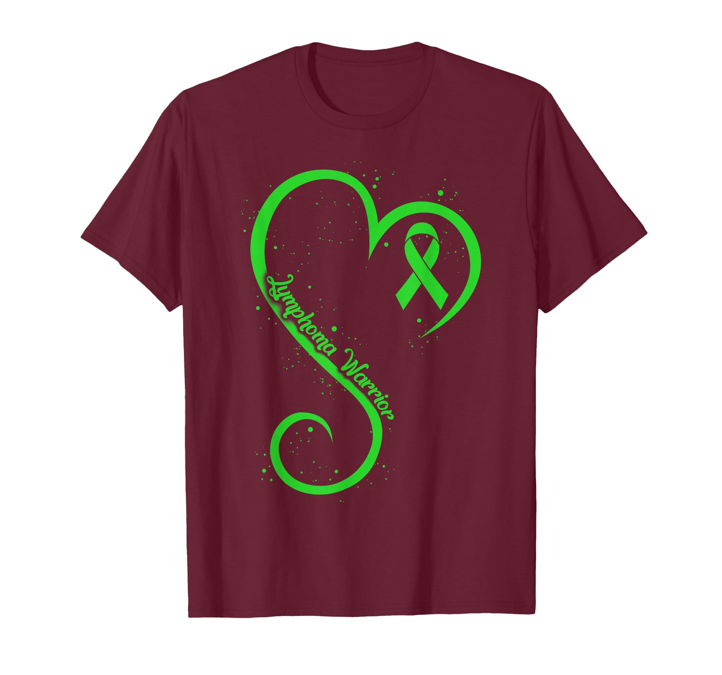 Non Hodgkins Lymphoma Warrior Heart Ribbon Lime Green Cancer T-Shirt
