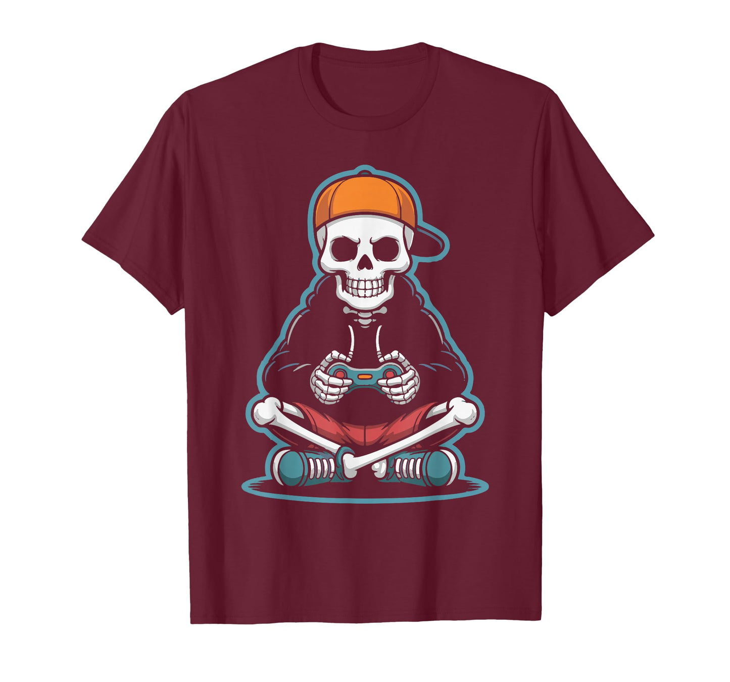 Halloween Skeleton Gaming Controller Funny Spooky Gamer Men T-Shirt