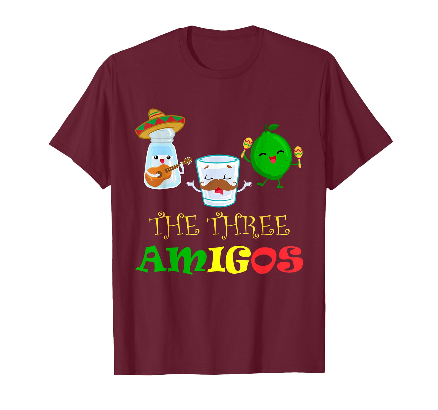 The Three Amigos T-Shirt - Black, Unisex-Adults, Small, Short Sleeve