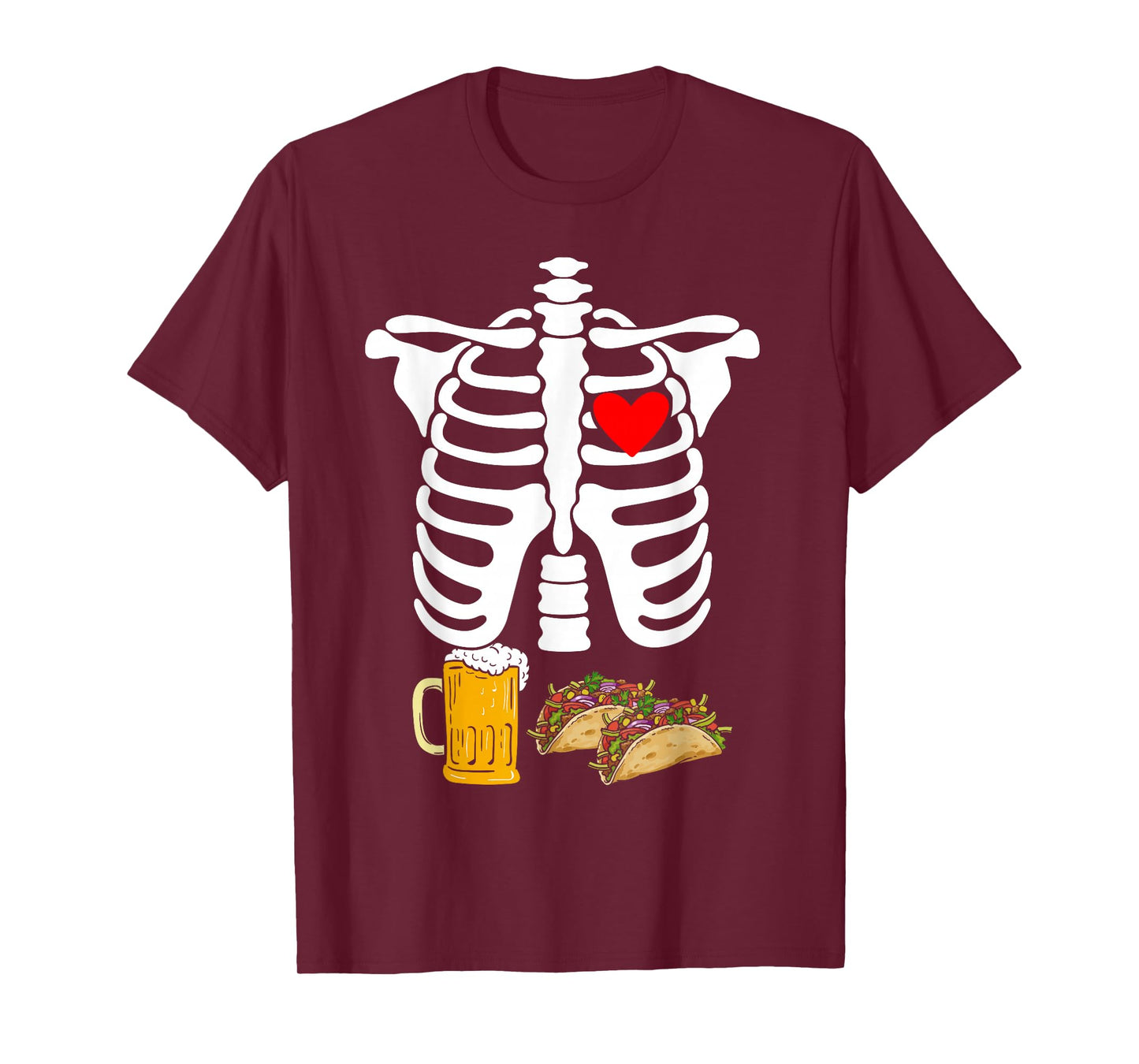 Rib Cage Skeleton X-Ray Drink Beer Taco Halloween Costume T-Shirt