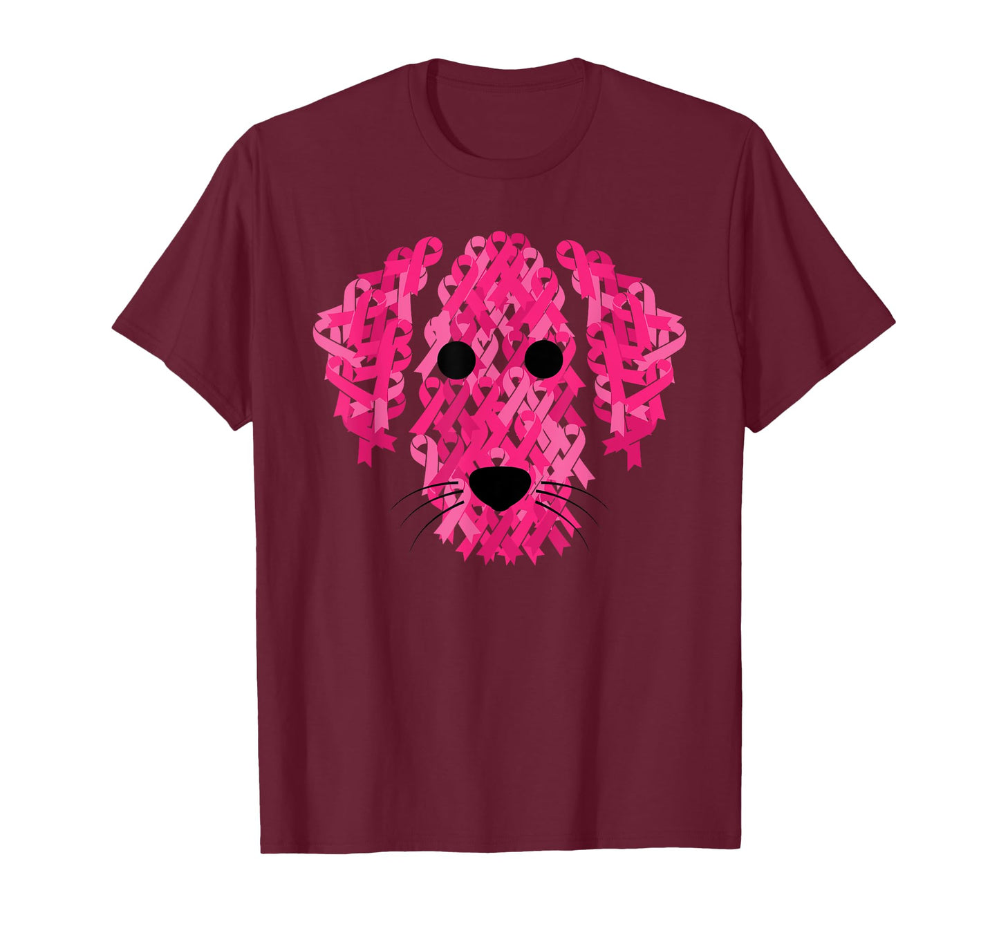 Pink Ribbon Dog Inspirational Breast Cancer Awareness Gift T-Shirt