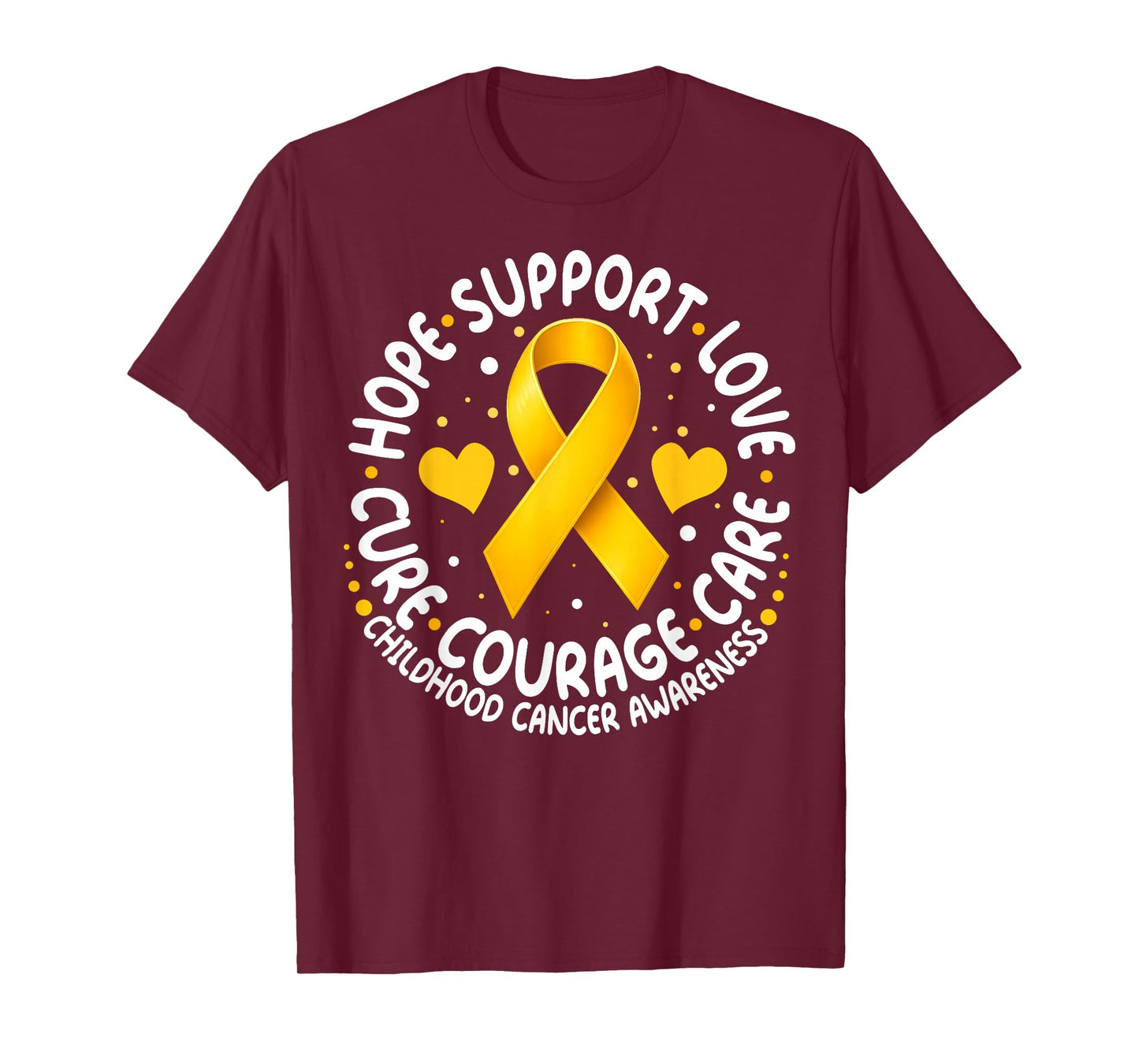 Gold Ribbon Childhood Cancer Awareness Family Support T-Shirt