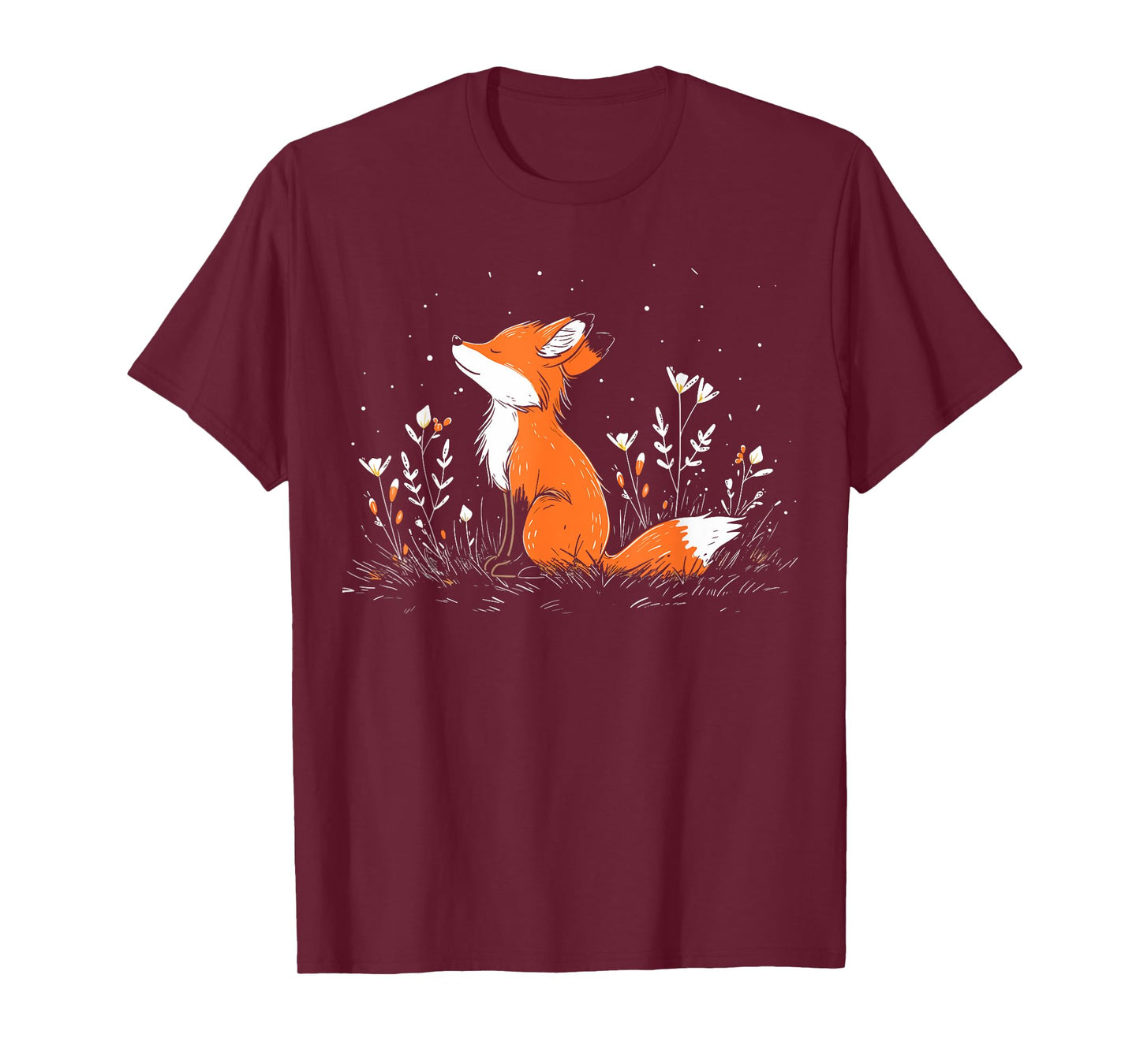 Fox In Flowers Nature Cute Adorable Wild Foxes Aesthetic T-Shirt