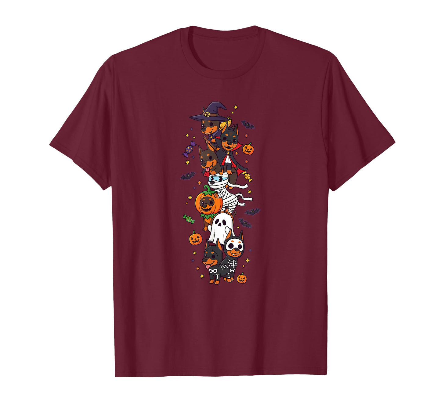 Funny Doberman Pinscher Witch Vampire Ghost Halloween T-Shirt