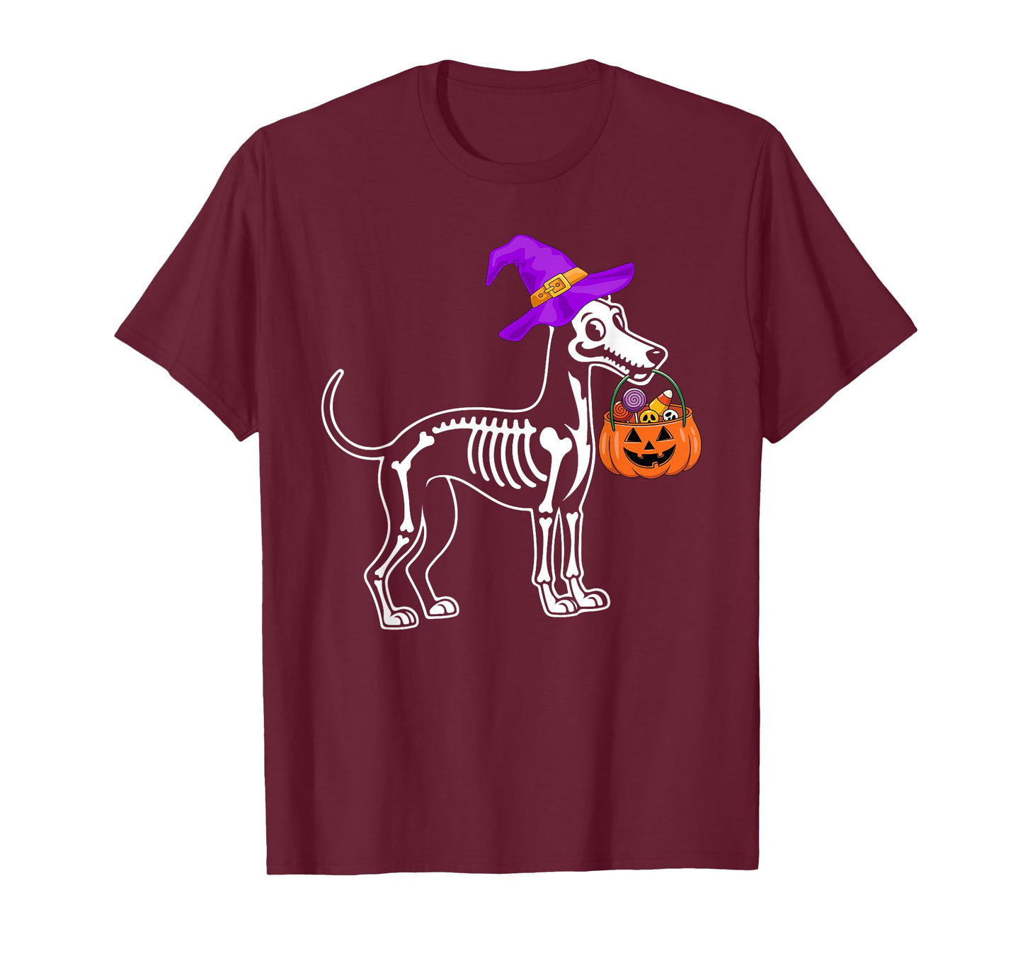 Whippet Dog Halloween Spooky Skeleton Trick or Treat T-Shirt