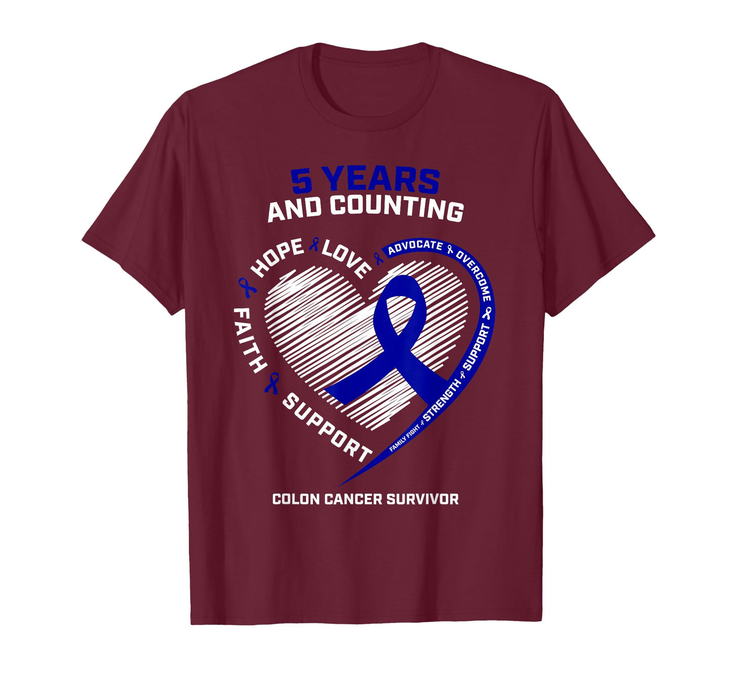 5 Years Cancer Free Colon Cancer Survivor Gifts Women Men T-Shirt