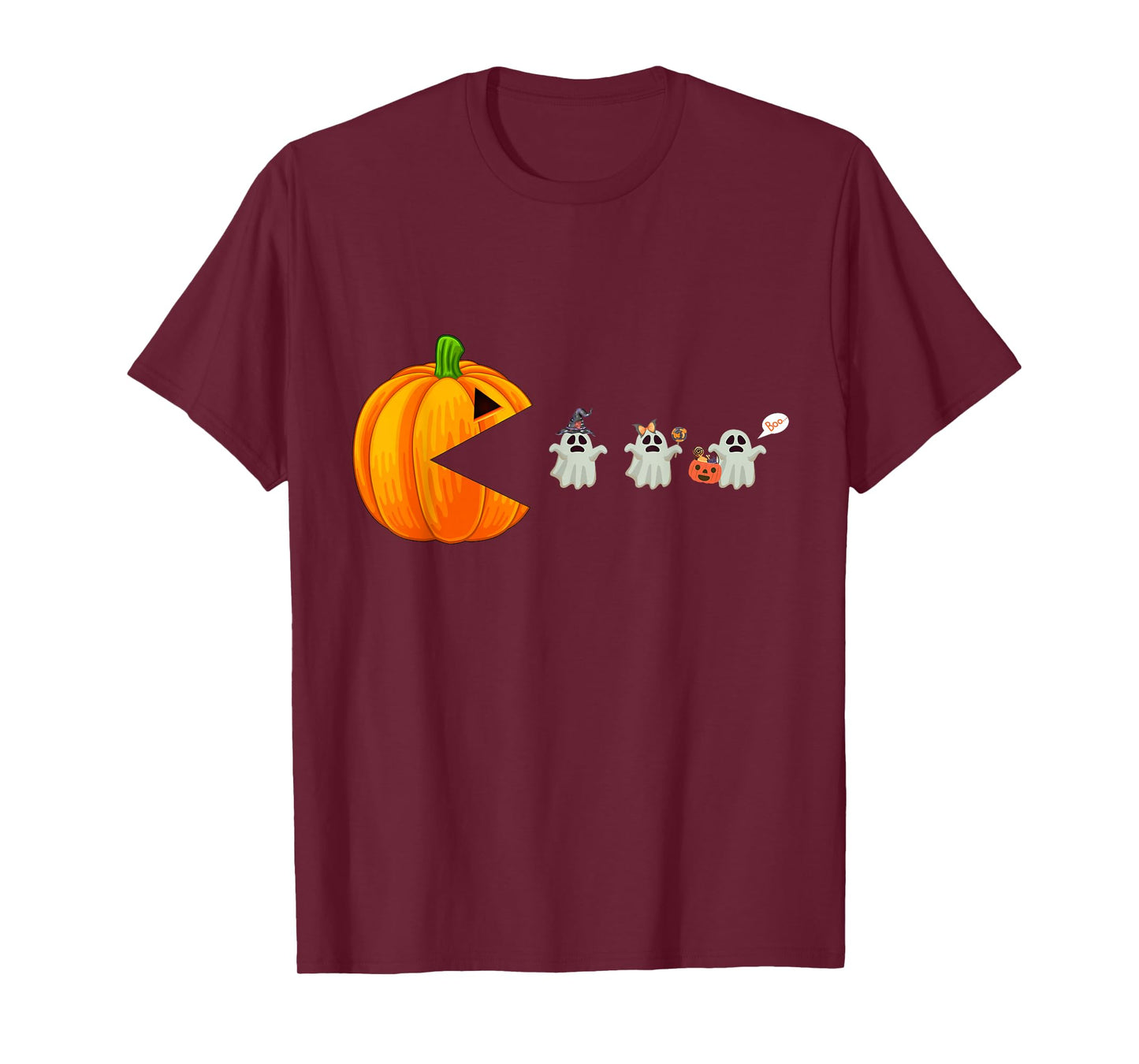 Halloween Gamer Pumpkin Eating Ghost Costume Men Boys Kids T-Shirt