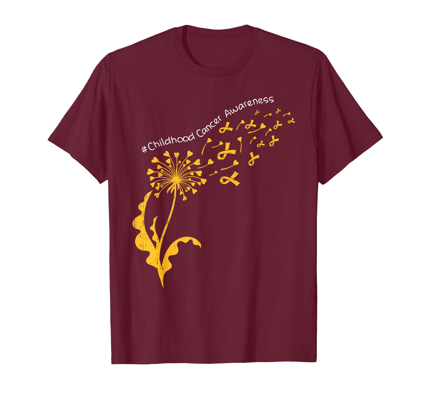 Dandelion Childhood Cancer Awareness Gold Ribbon Support T-Shirt