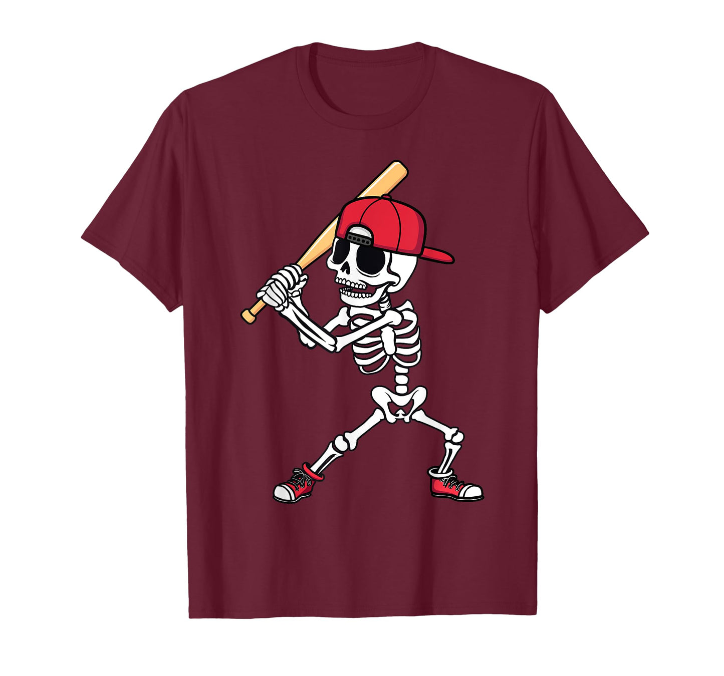 Baseball Skeleton Halloween Funny Baseball Player Men Boys T-Shirt