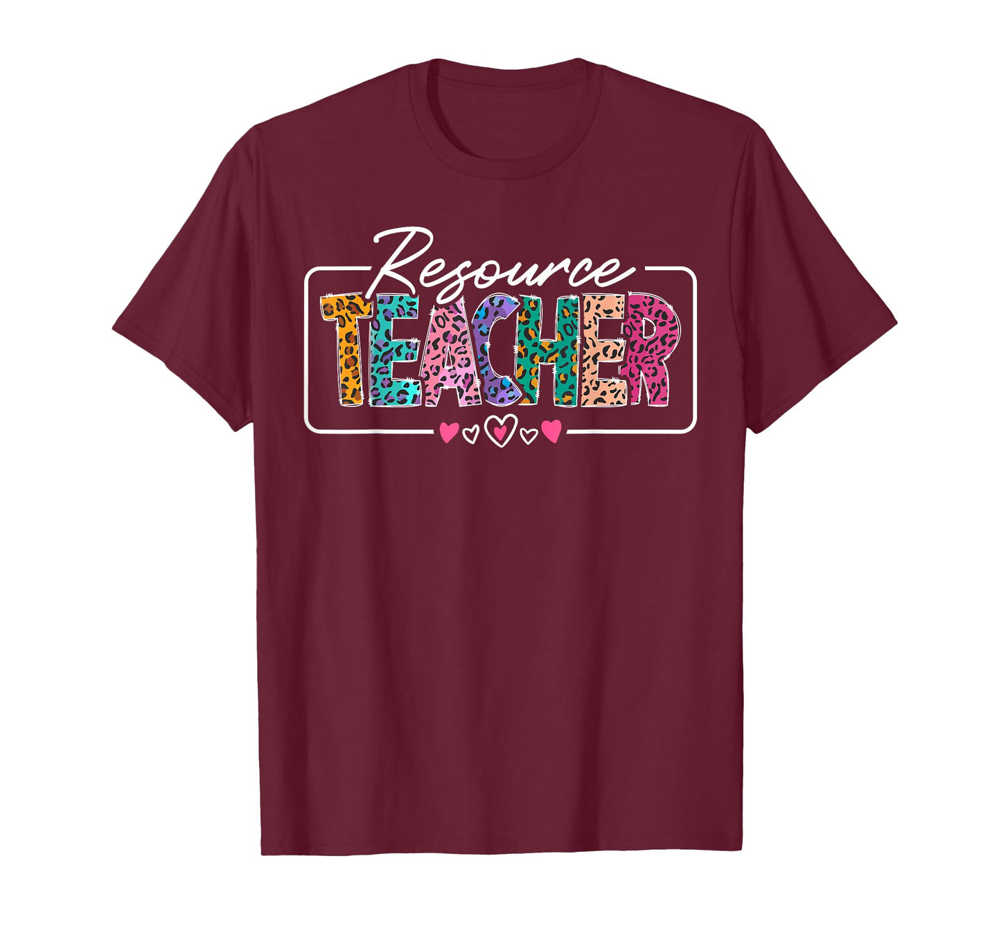 Resource Teacher Appreciation Heart Leopard T-Shirt for Men Women