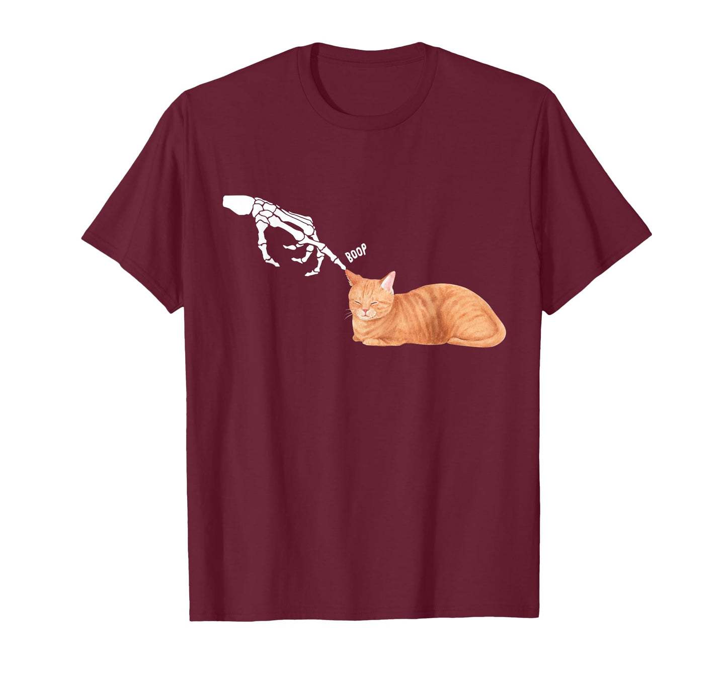 Cute Orange Cat Halloween Hand Skeleton Spooky Season Boop T-Shirt