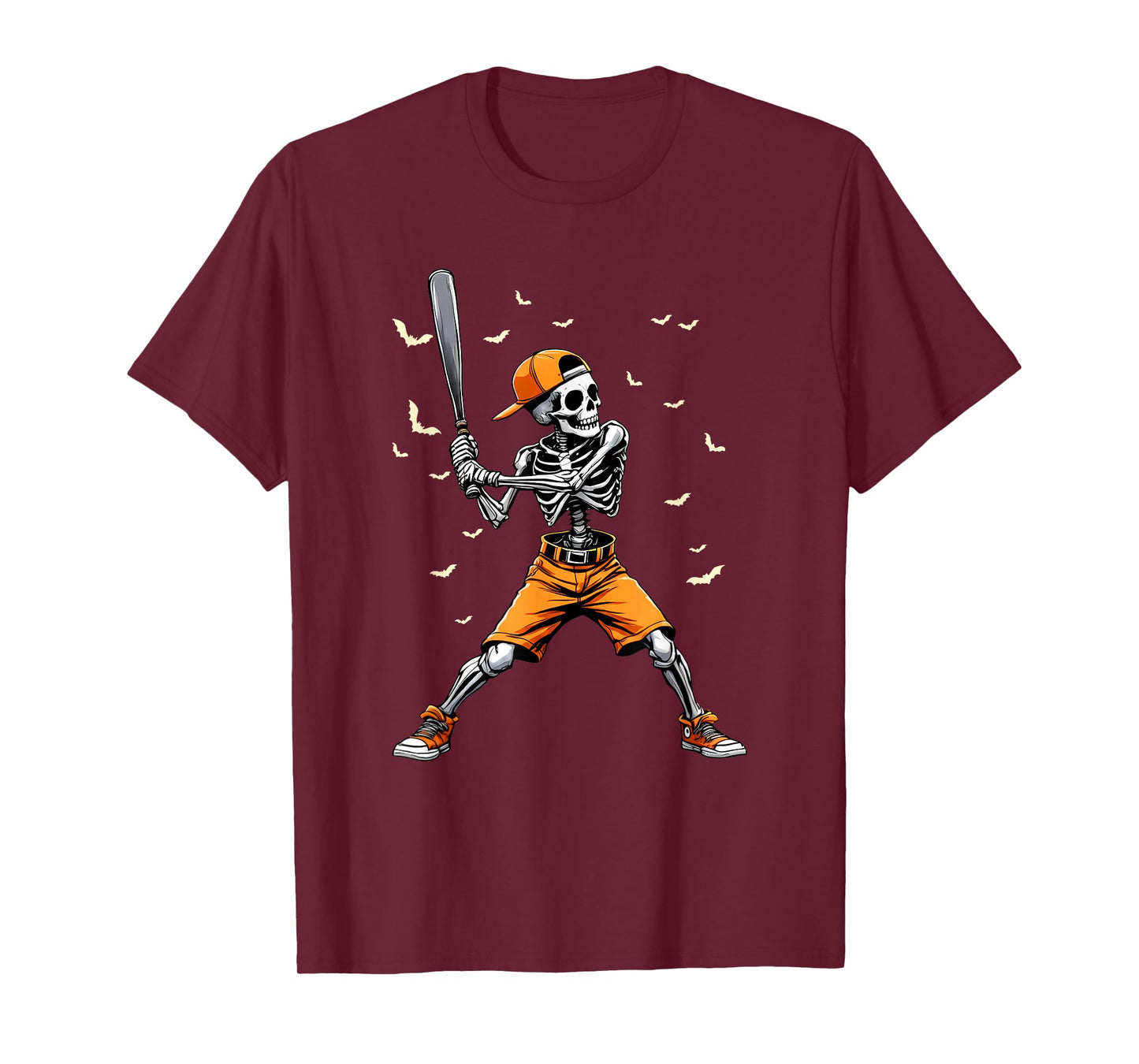 Funny Spooky Skeleton Baseball Tee | Boys & Kids Halloween T-Shirt