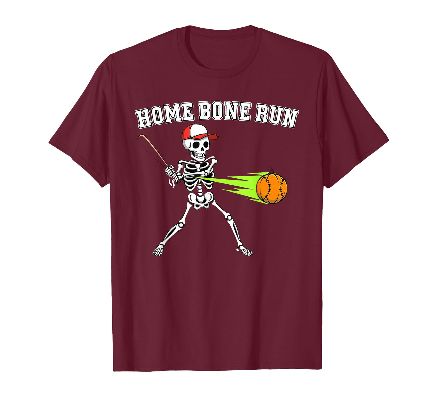 Home Bone Run Skeleton Baseball Pumpkin Halloween T-Shirt