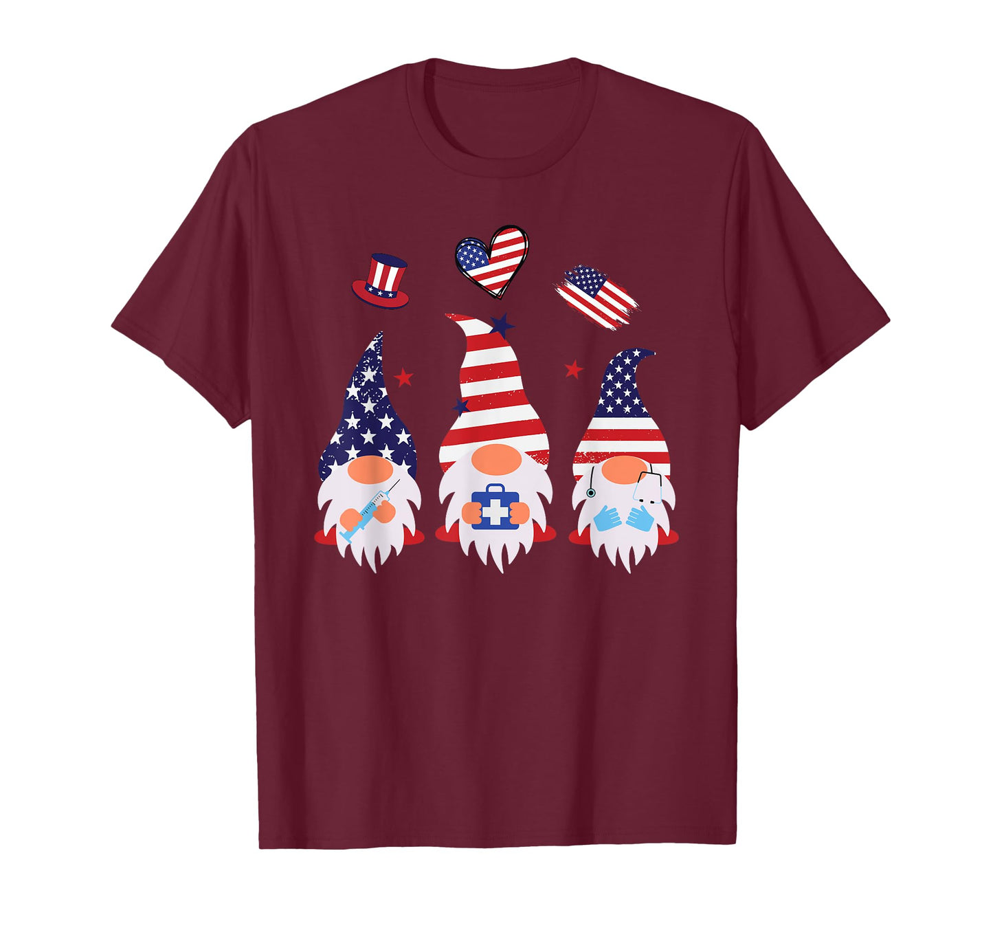 American Gnomes Nurse 4th Of July Scrub Top Patriot Women T-Shirt