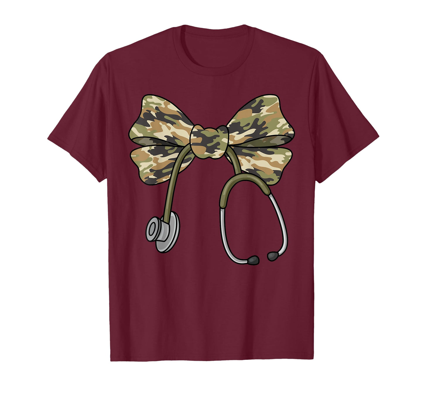 Camo Coquette Nurse Stethoscope Bow Camouflage Nurse T-Shirt