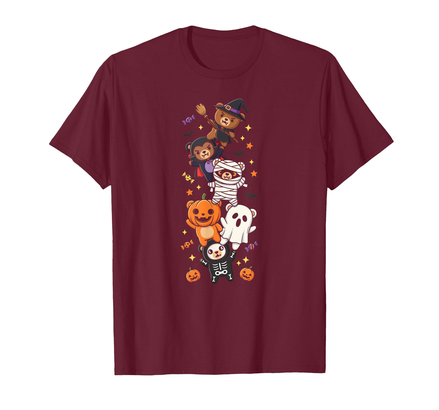 Funny Bear Witch Vampire Ghost Halloween Kids Mens Womens T-Shirt