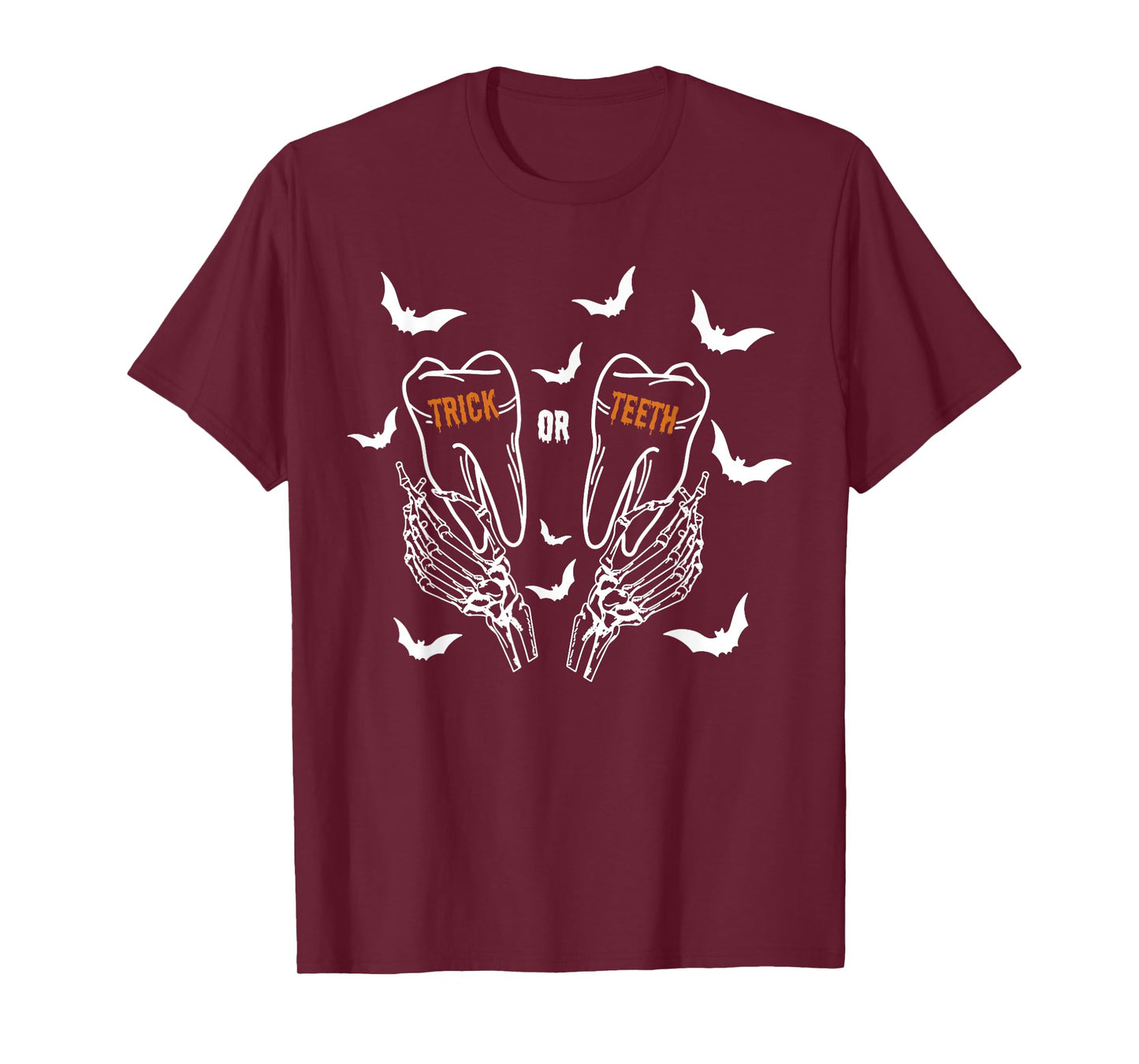 Halloween Trick or Teeth Skeleton Hand Dental Hygienist T-Shirt