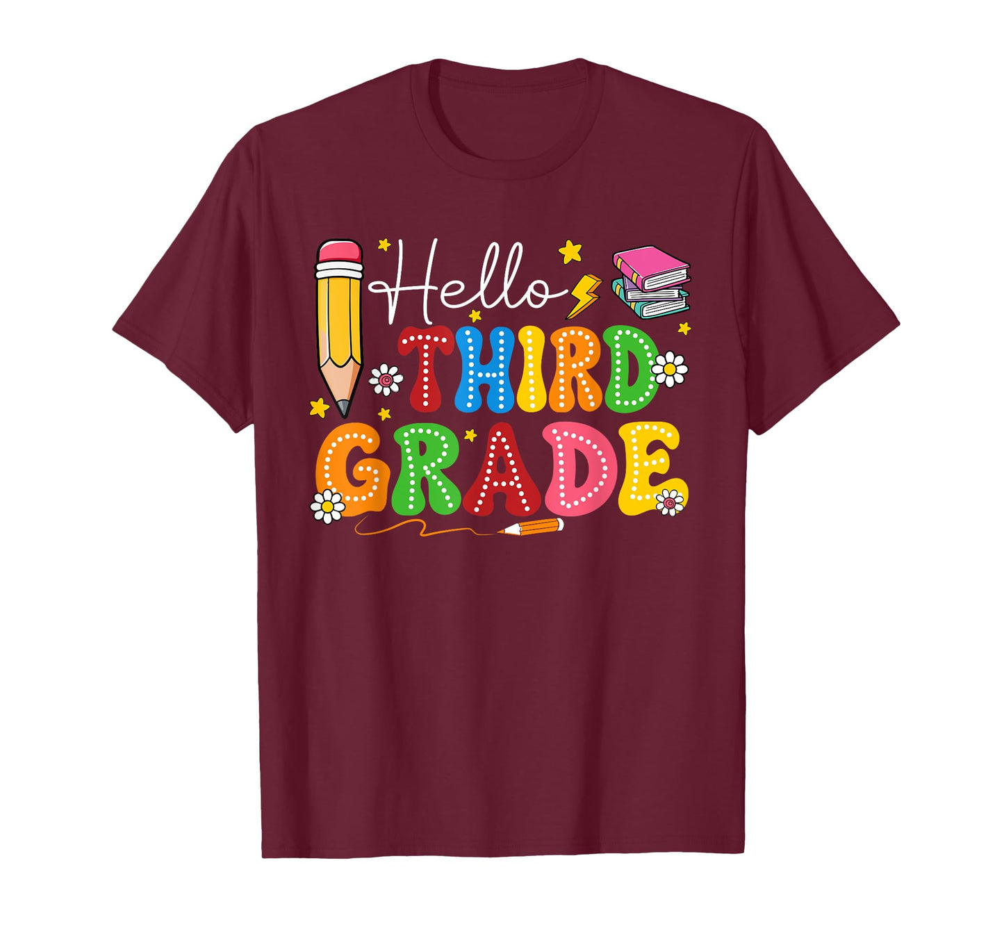 Groovy Hello Third Grade Teacher Kids First Day Of School T-Shirt
