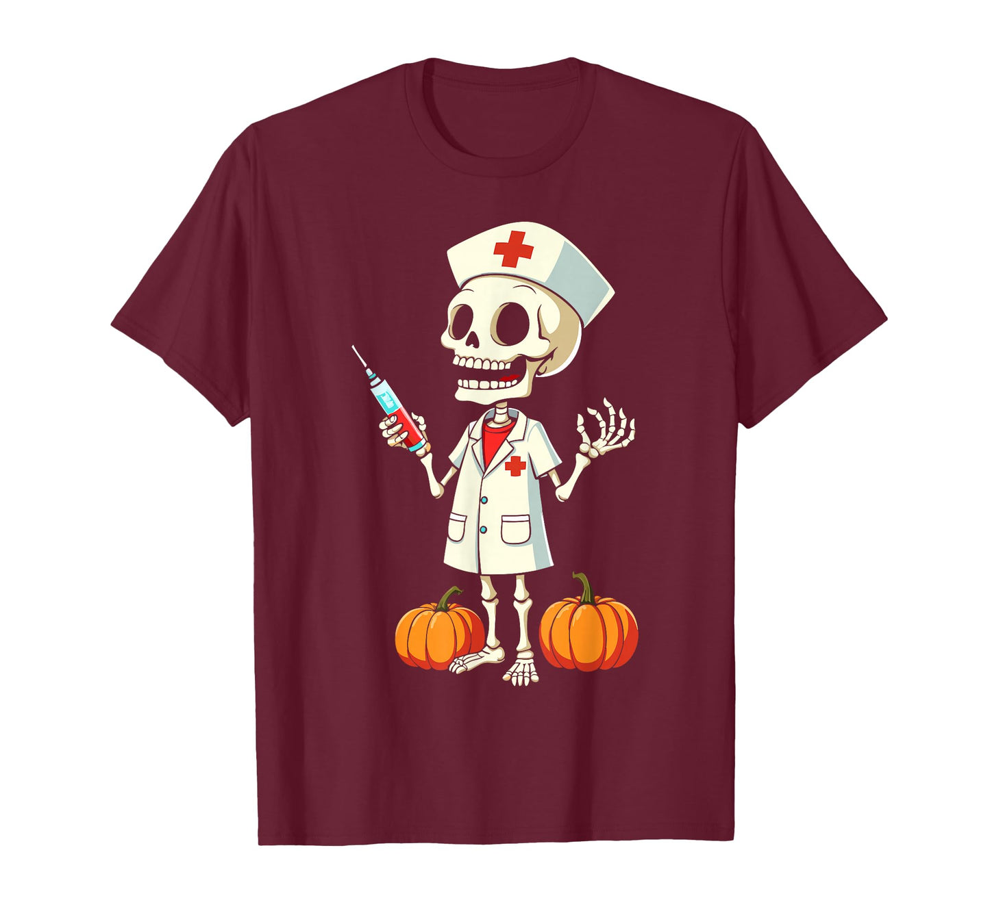 Funny Skeleton Nurse Halloween Costume for Work T-Shirt